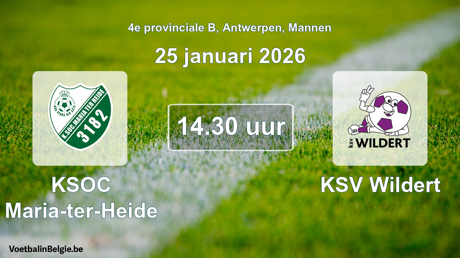 Scheduled match men football: KSOC Maria-ter-Heide - KSV Wildert (25 January 2026)