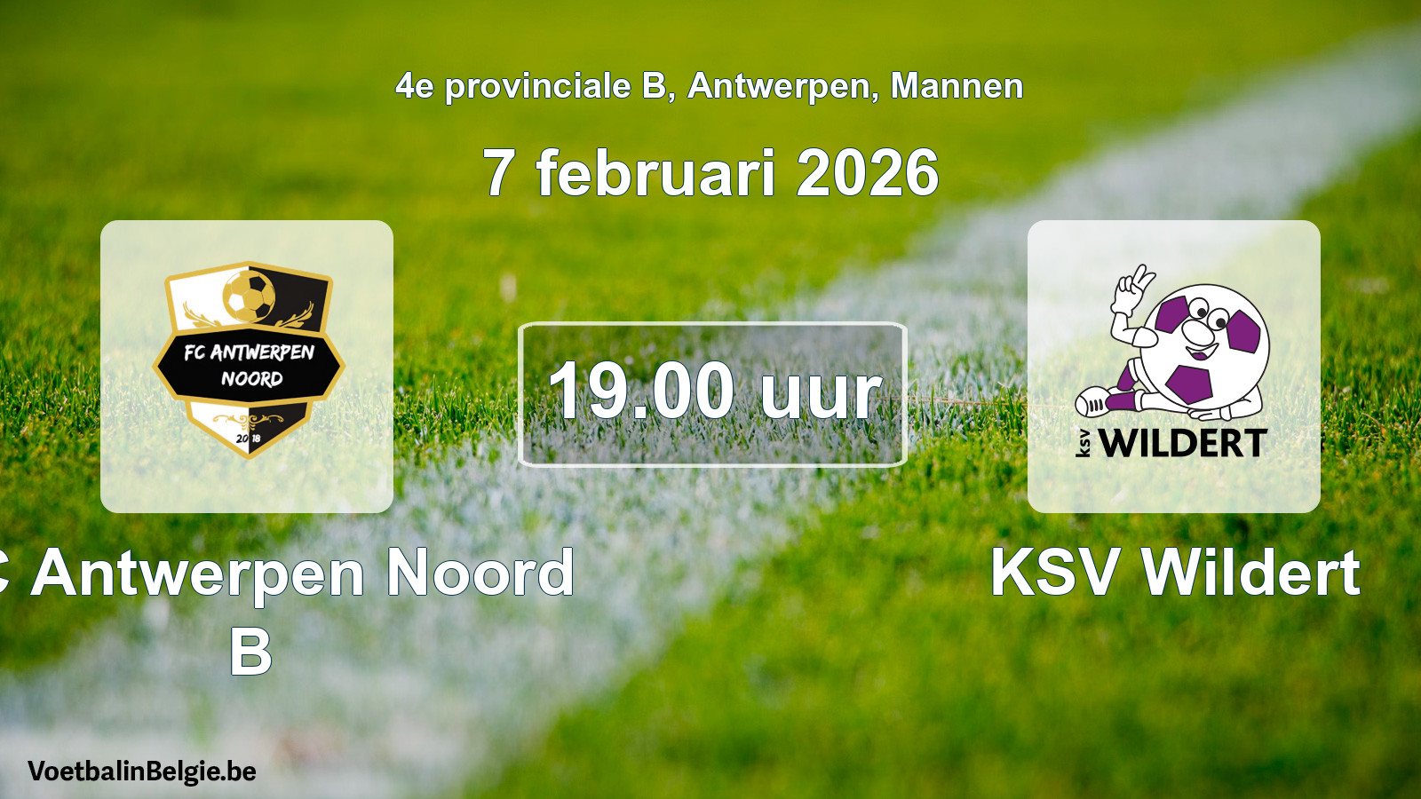 Scheduled match men football: FC Antwerpen Noord B - KSV Wildert (7 February 2026)