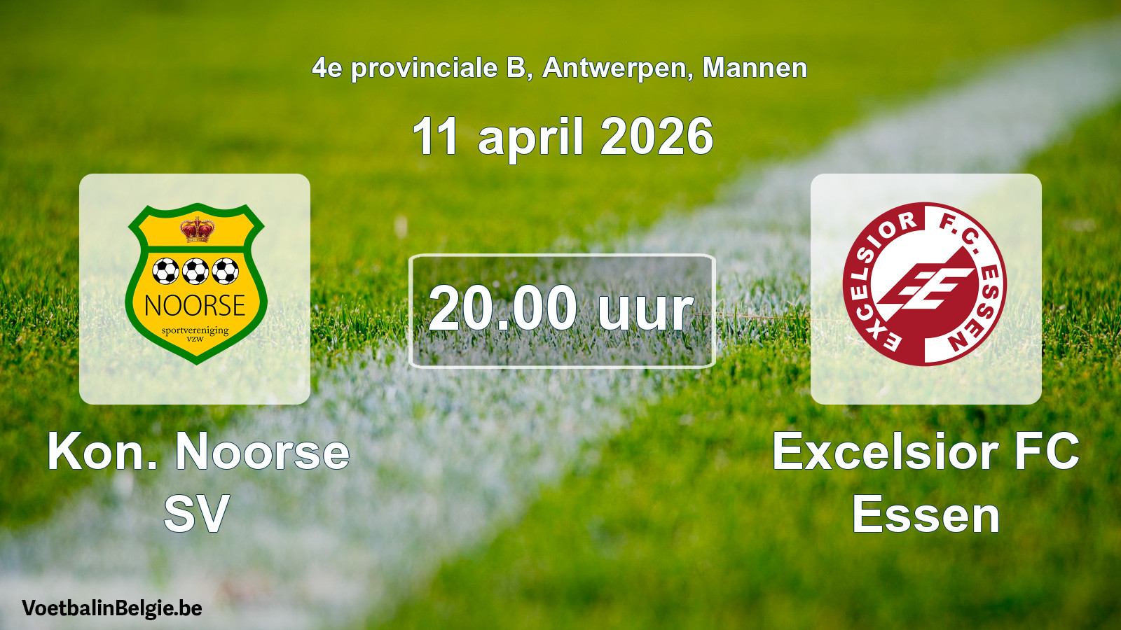 Match prévu football hommes: Kon. Noorse SV - Excelsior FC Essen (11 avril 2026)