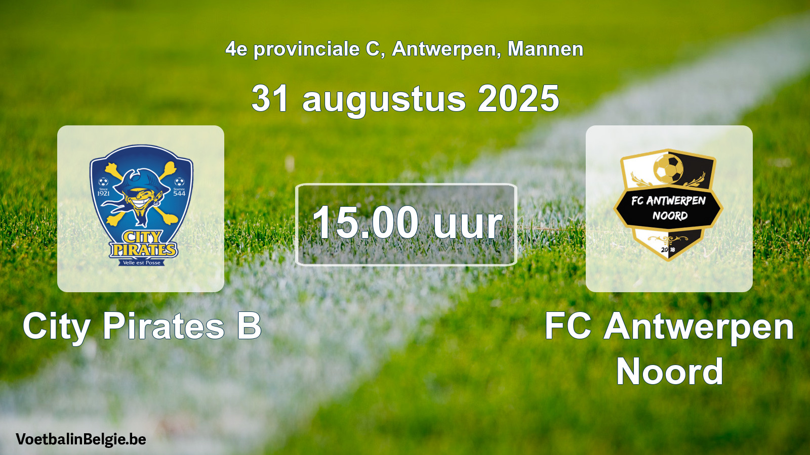 Geplantes Spiel männer-Fußball: City Pirates B - FC Antwerpen Noord (31 August 2025)