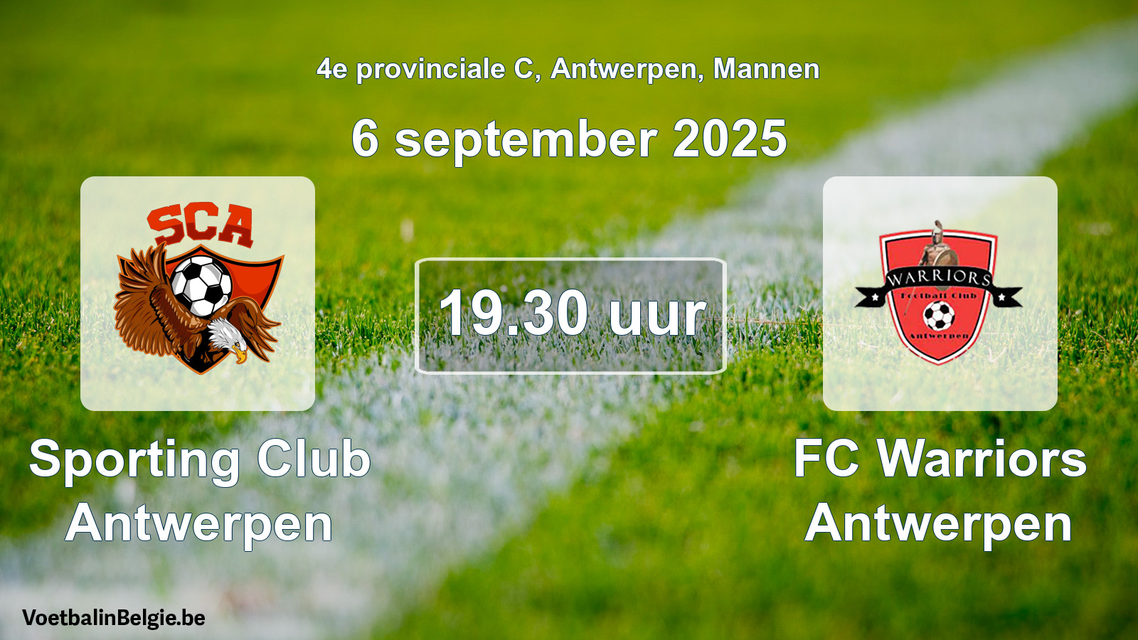 Scheduled match men football: Sporting Club Antwerpen - FC Warriors Antwerpen (6 September 2025)