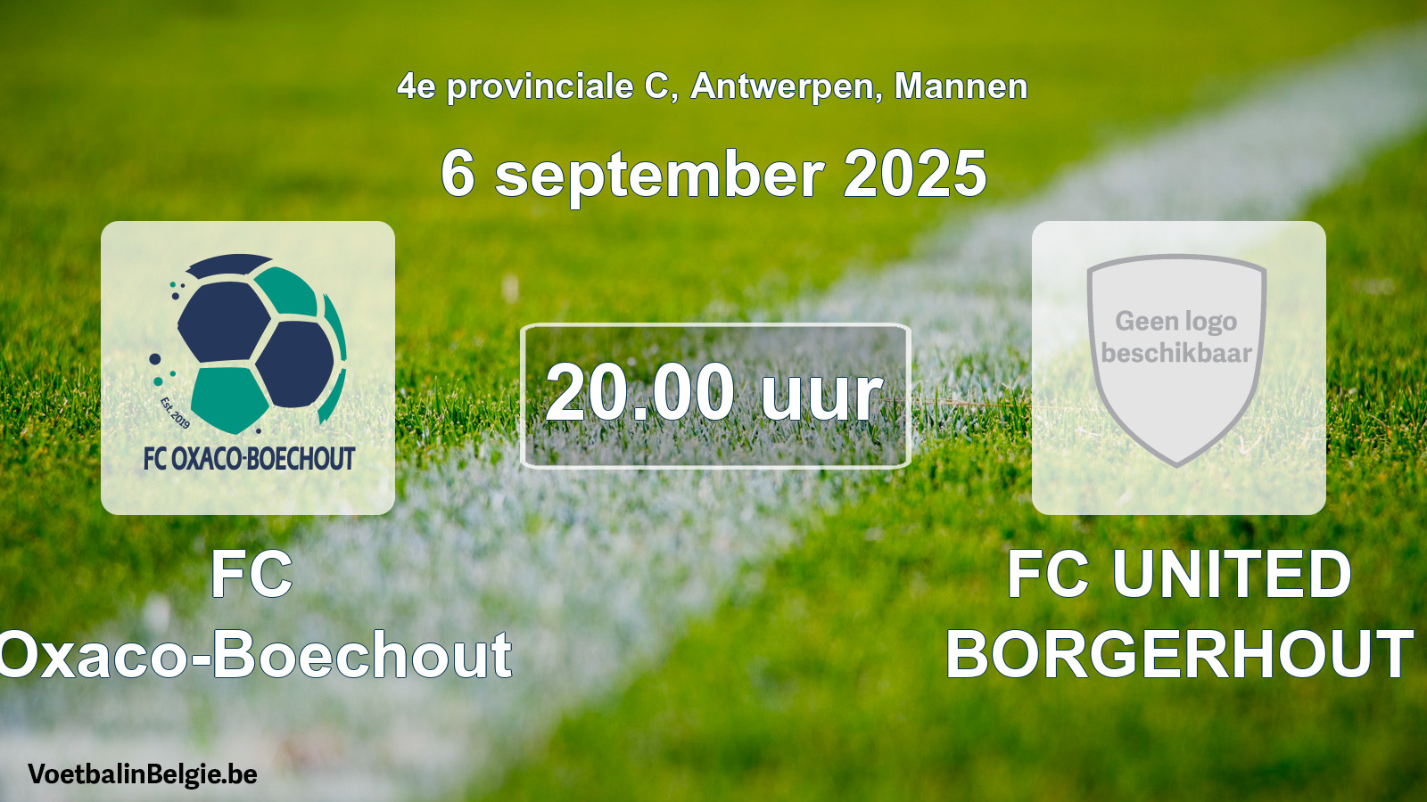 Scheduled match men football: FC Oxaco-Boechout - FC UNITED BORGERHOUT (6 September 2025)