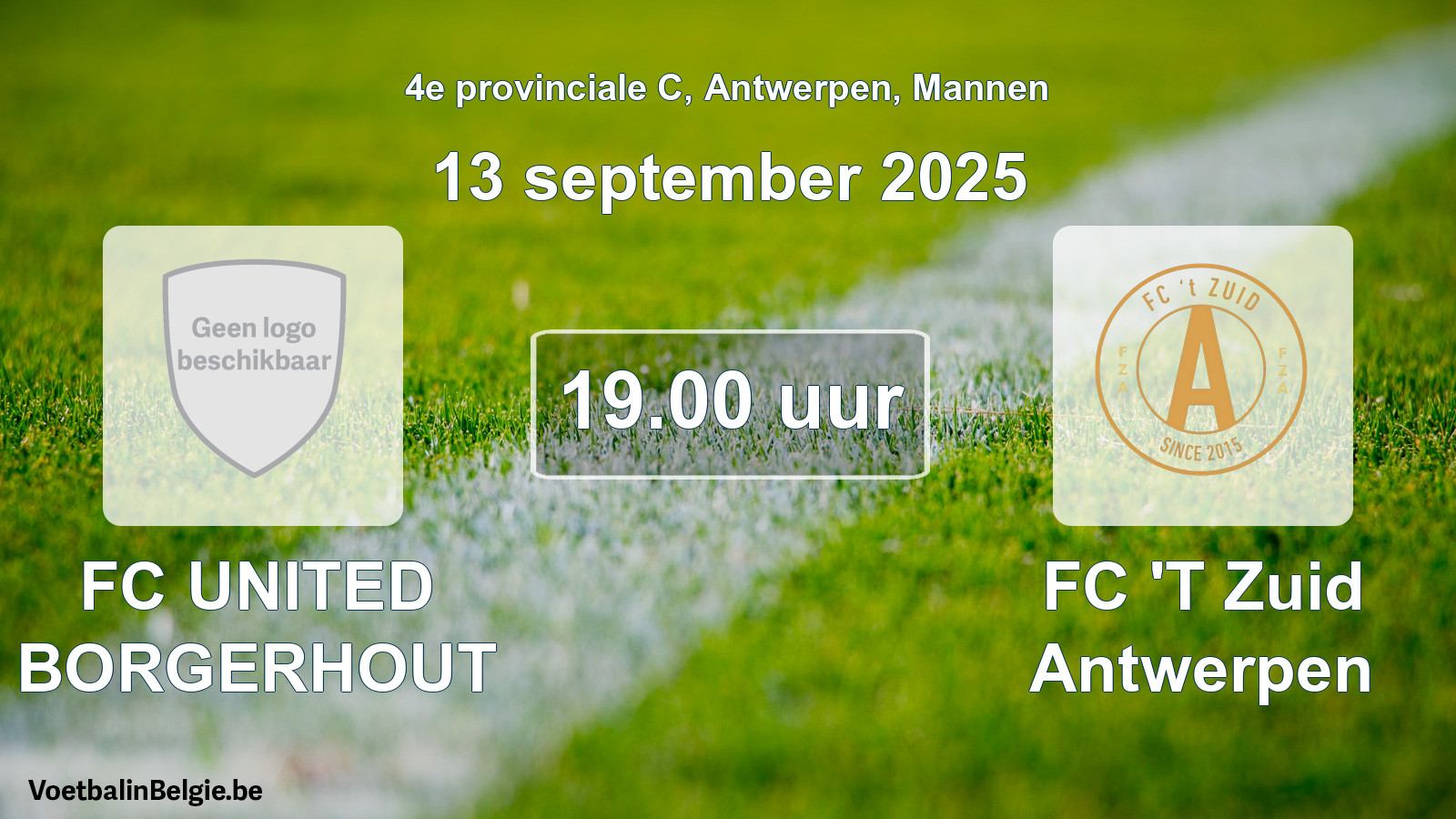 Scheduled match men football: FC UNITED BORGERHOUT - FC 'T Zuid Antwerpen (13 September 2025)