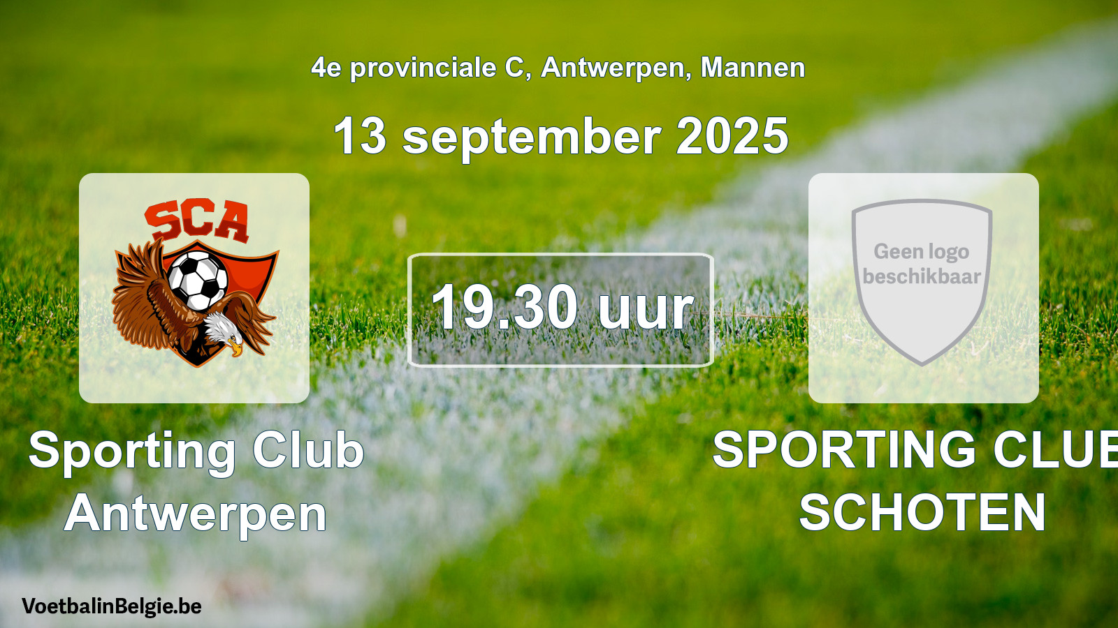 Scheduled match men football: Sporting Club Antwerpen - SPORTING CLUB SCHOTEN (13 September 2025)