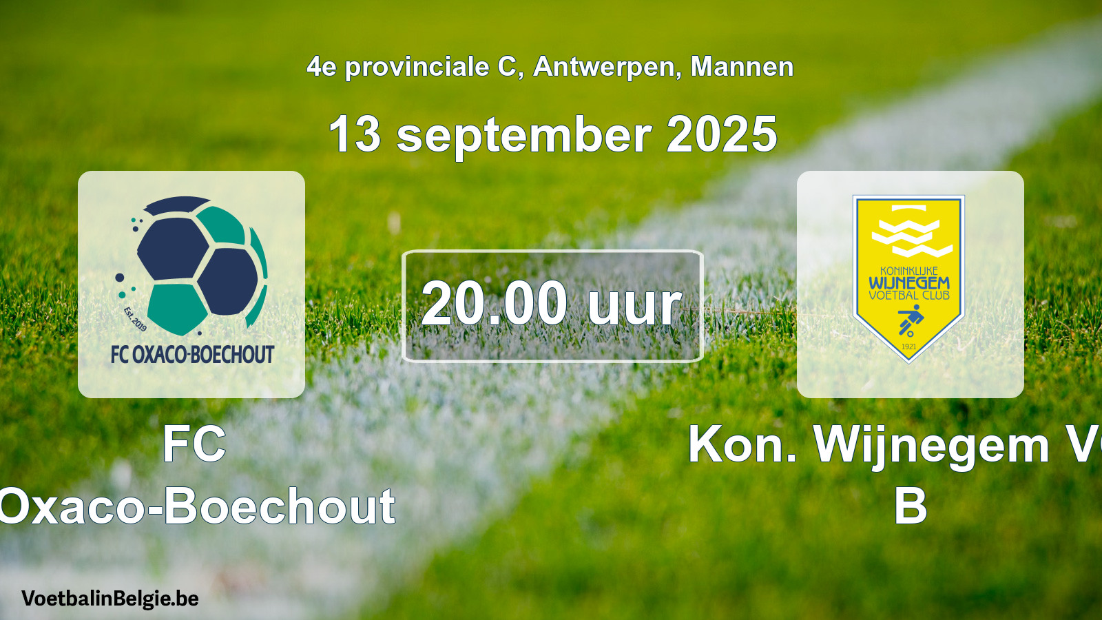 Scheduled match men football: FC Oxaco-Boechout - Kon. Wijnegem VC B (13 September 2025)