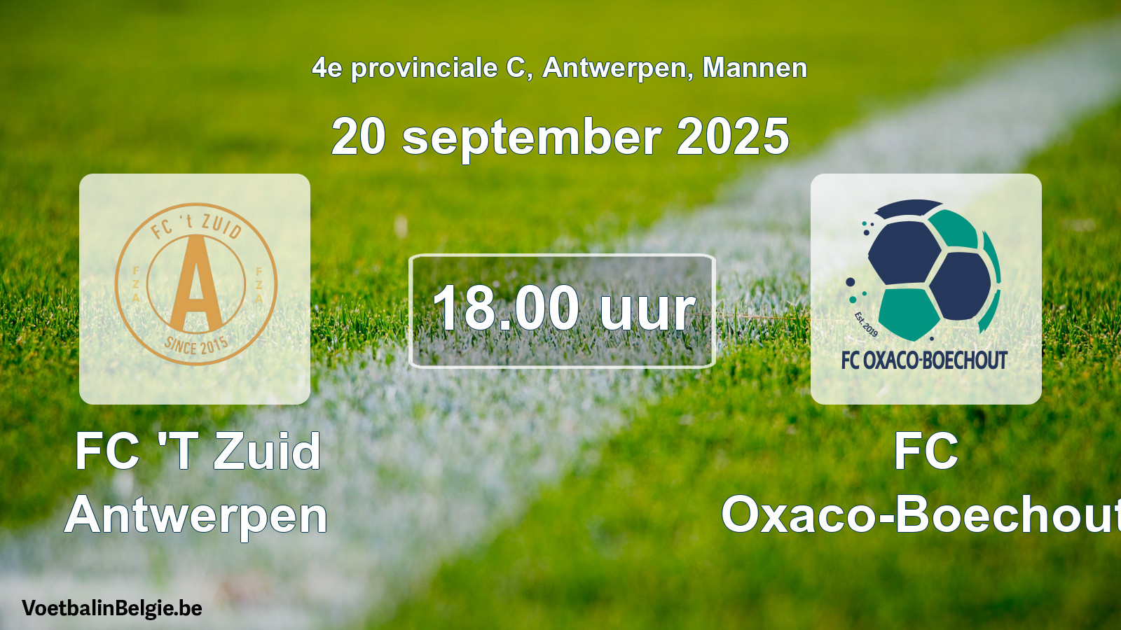 Scheduled match men football: FC 'T Zuid Antwerpen - FC Oxaco-Boechout (20 September 2025)