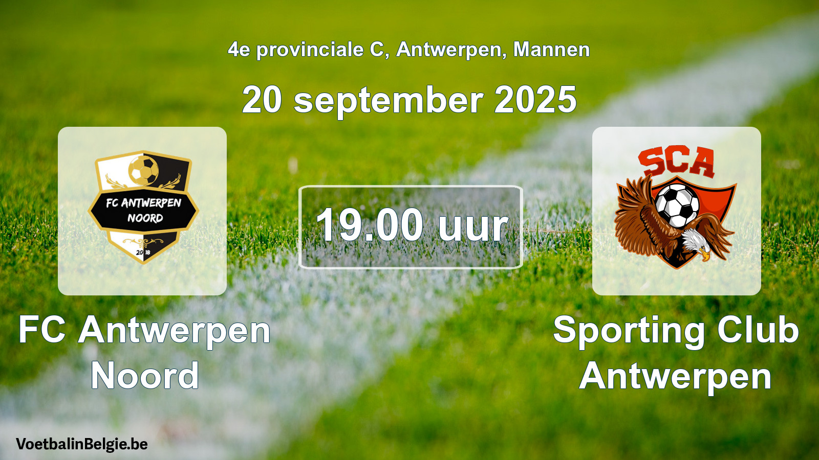 Scheduled match men football: FC Antwerpen Noord - Sporting Club Antwerpen (20 September 2025)