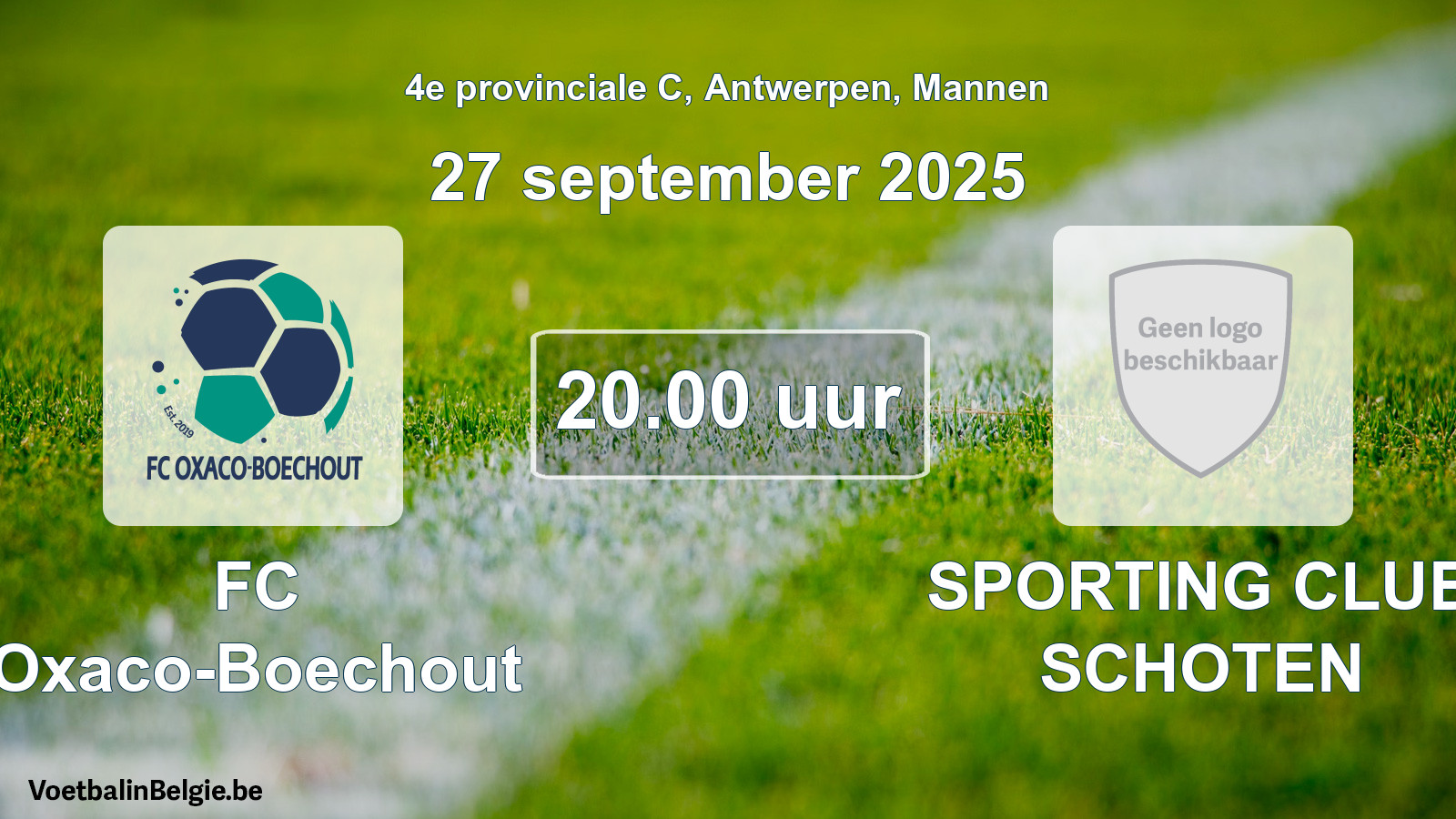 Scheduled match men football: FC Oxaco-Boechout - SPORTING CLUB SCHOTEN (27 September 2025)