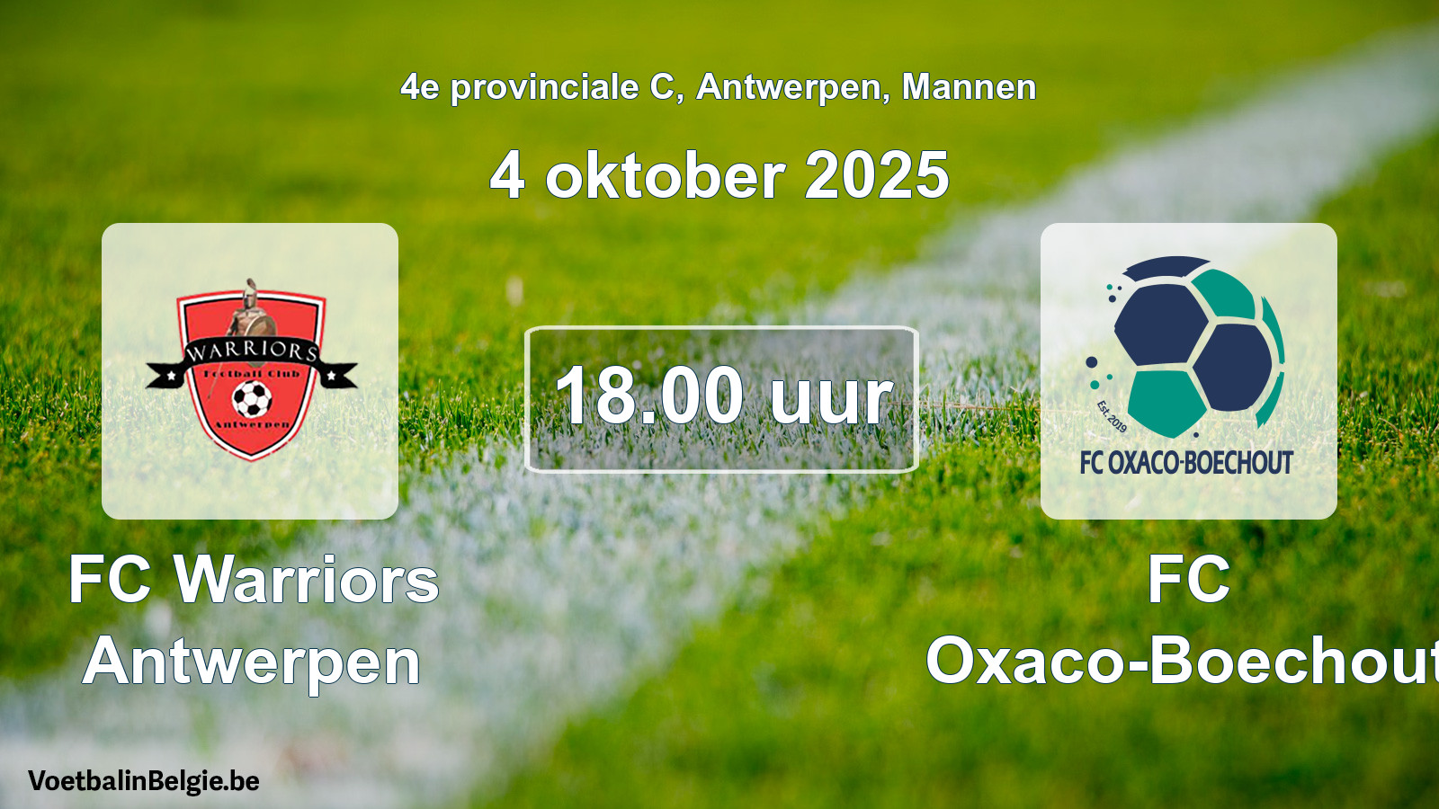 Scheduled match men football: FC Warriors Antwerpen - FC Oxaco-Boechout (4 October 2025)