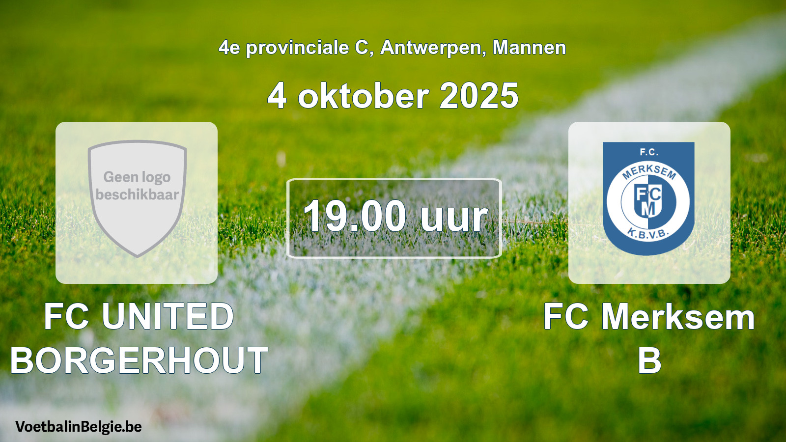 Scheduled match men football: FC UNITED BORGERHOUT - FC Merksem B (4 October 2025)