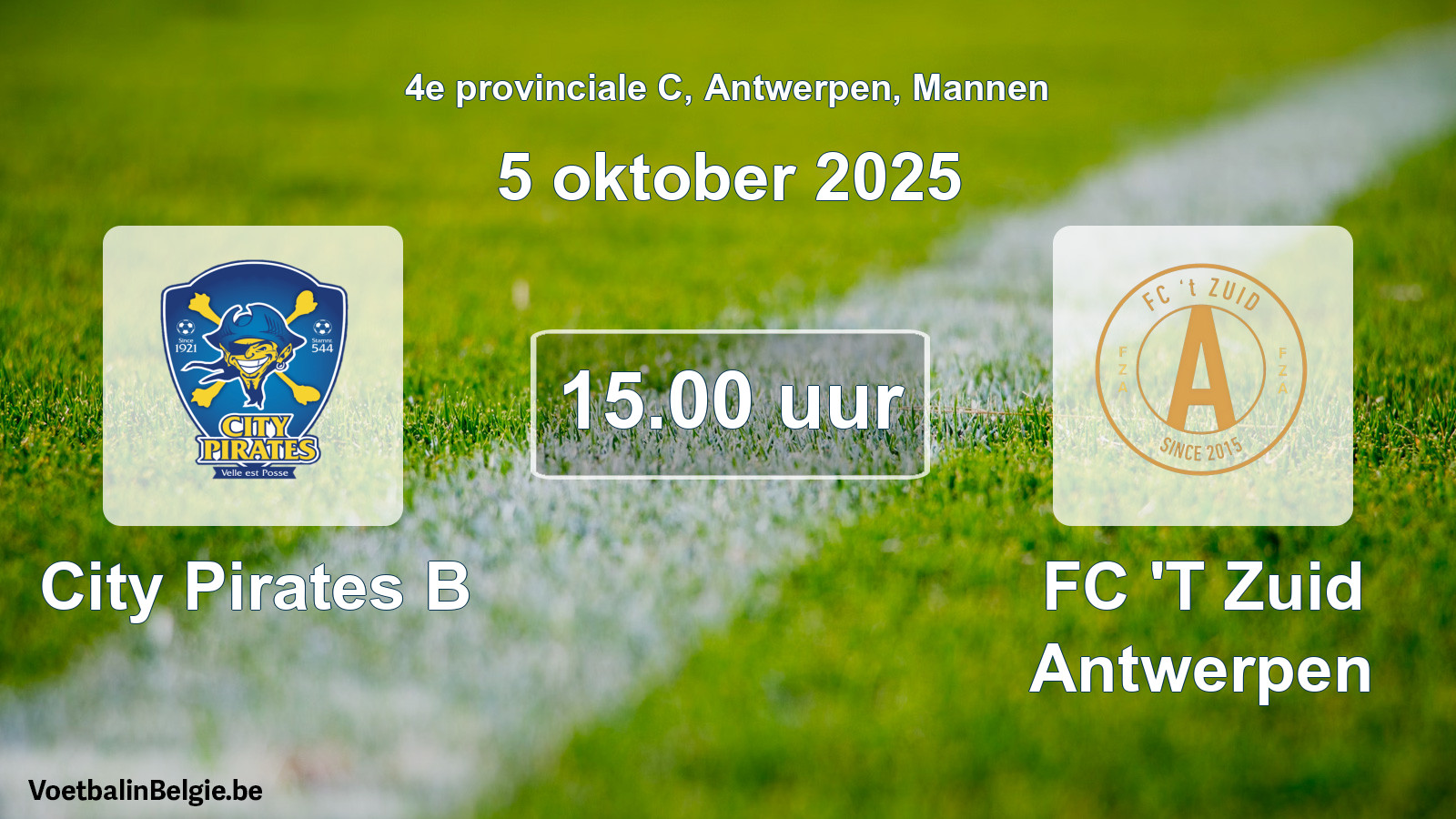 Scheduled match men football: City Pirates B - FC 'T Zuid Antwerpen (5 October 2025)