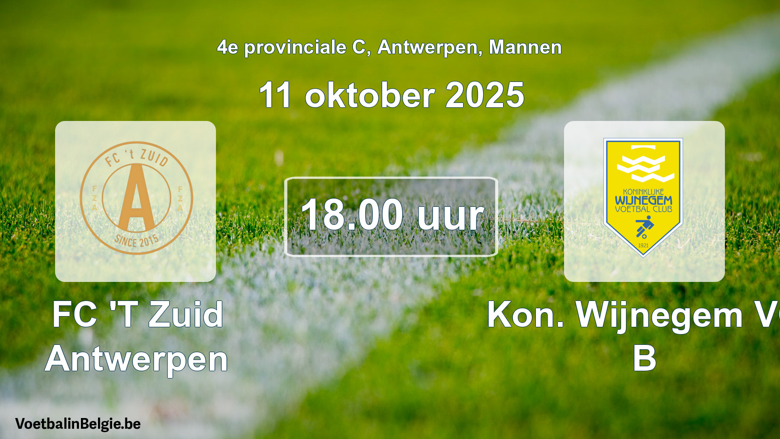 Scheduled match men football: FC 'T Zuid Antwerpen - Kon. Wijnegem VC B (11 October 2025)