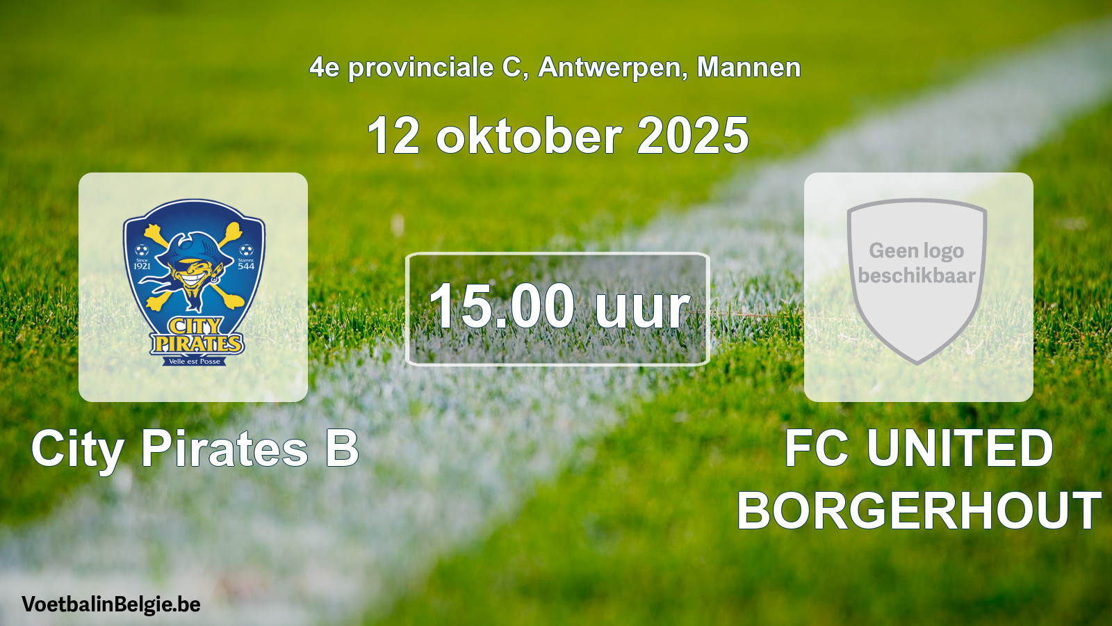 Scheduled match men football: City Pirates B - FC UNITED BORGERHOUT (12 October 2025)