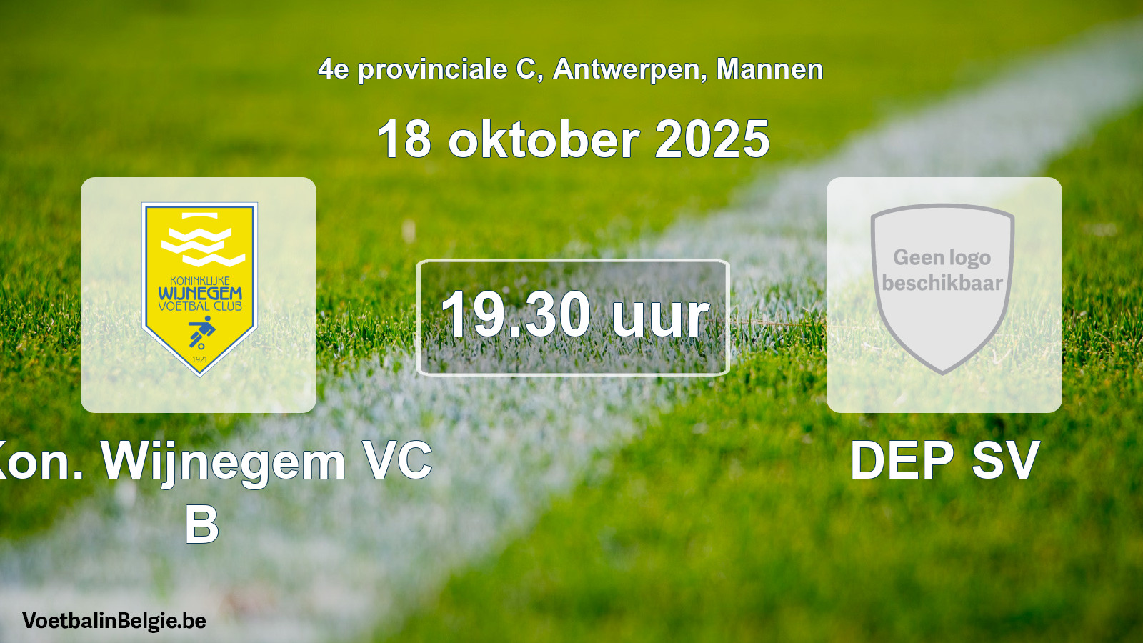 Scheduled match men football: Kon. Wijnegem VC B - DEP SV (18 October 2025)