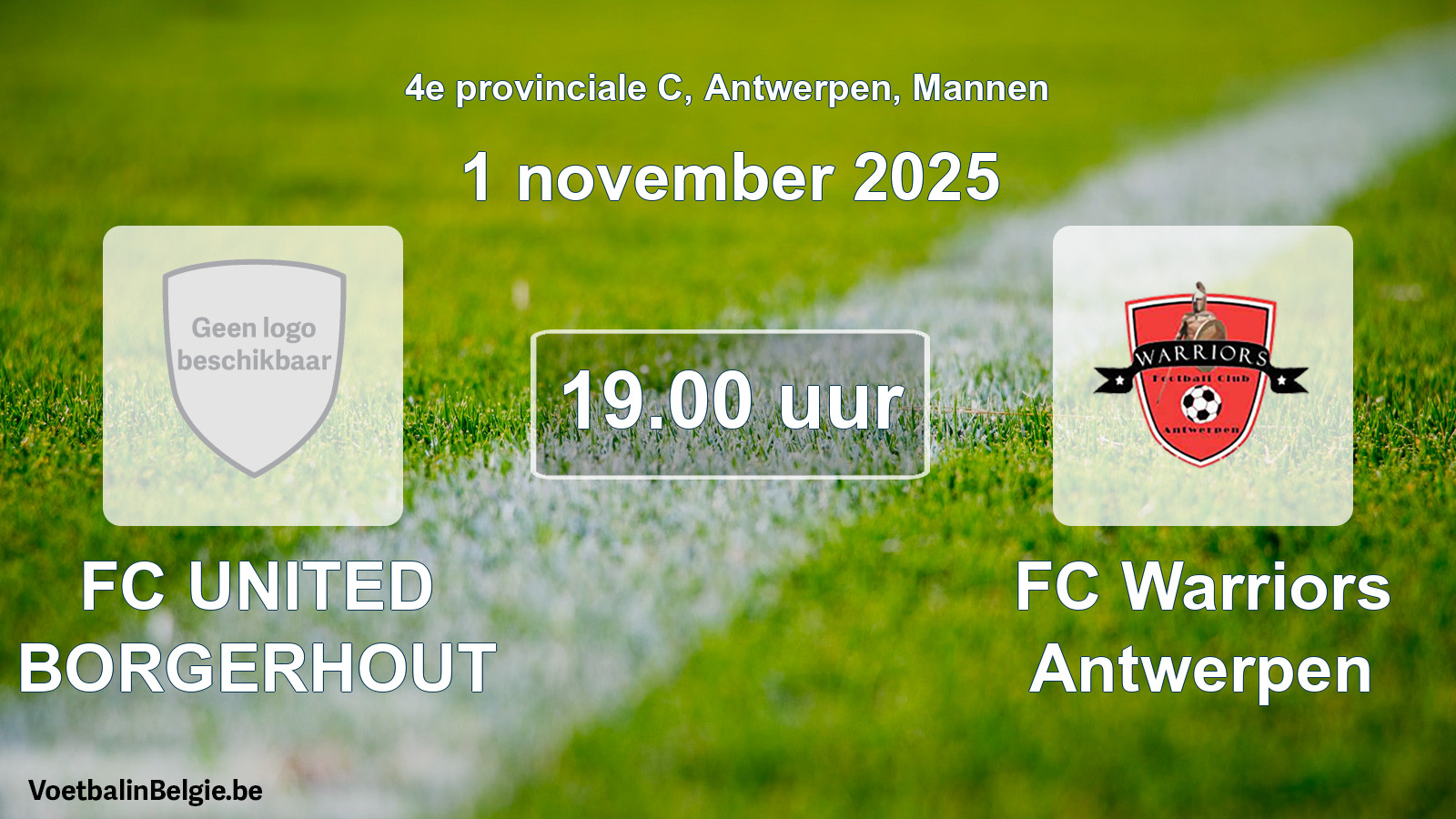Scheduled match men football: FC UNITED BORGERHOUT - FC Warriors Antwerpen (1 November 2025)