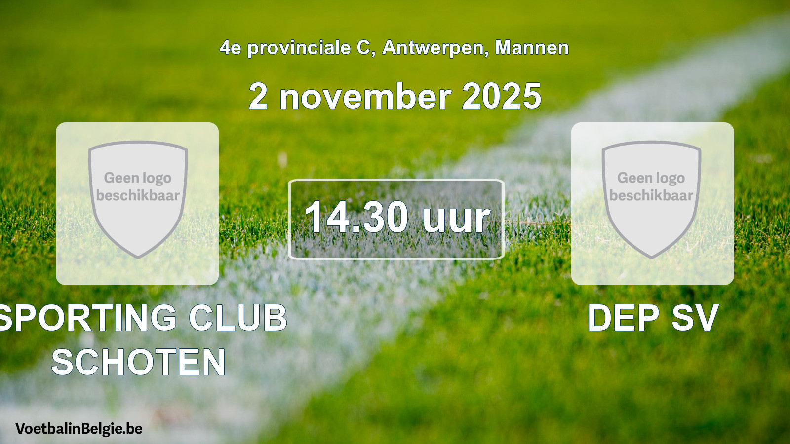 Scheduled match men football: SPORTING CLUB SCHOTEN - DEP SV (2 November 2025)