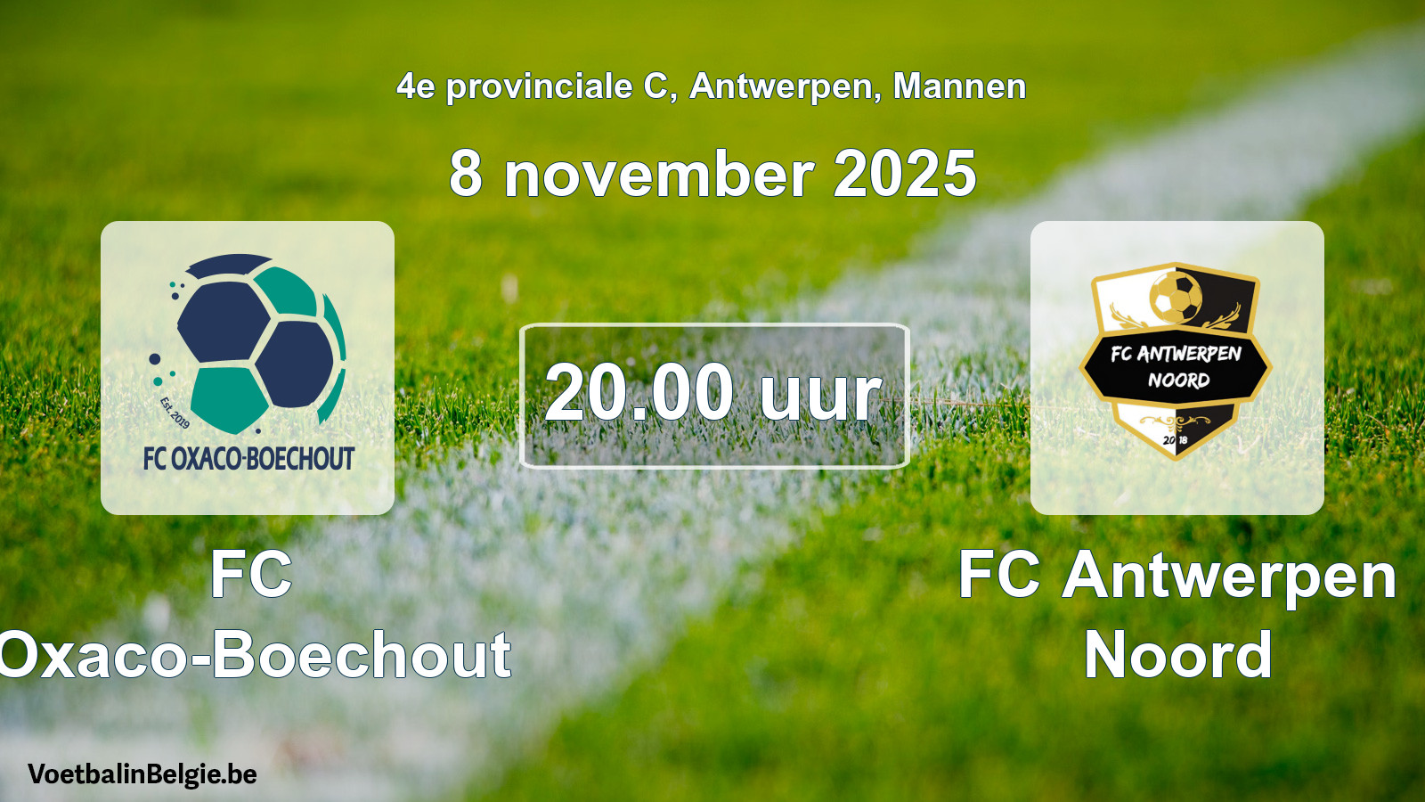 Scheduled match men football: FC Oxaco-Boechout - FC Antwerpen Noord (8 November 2025)