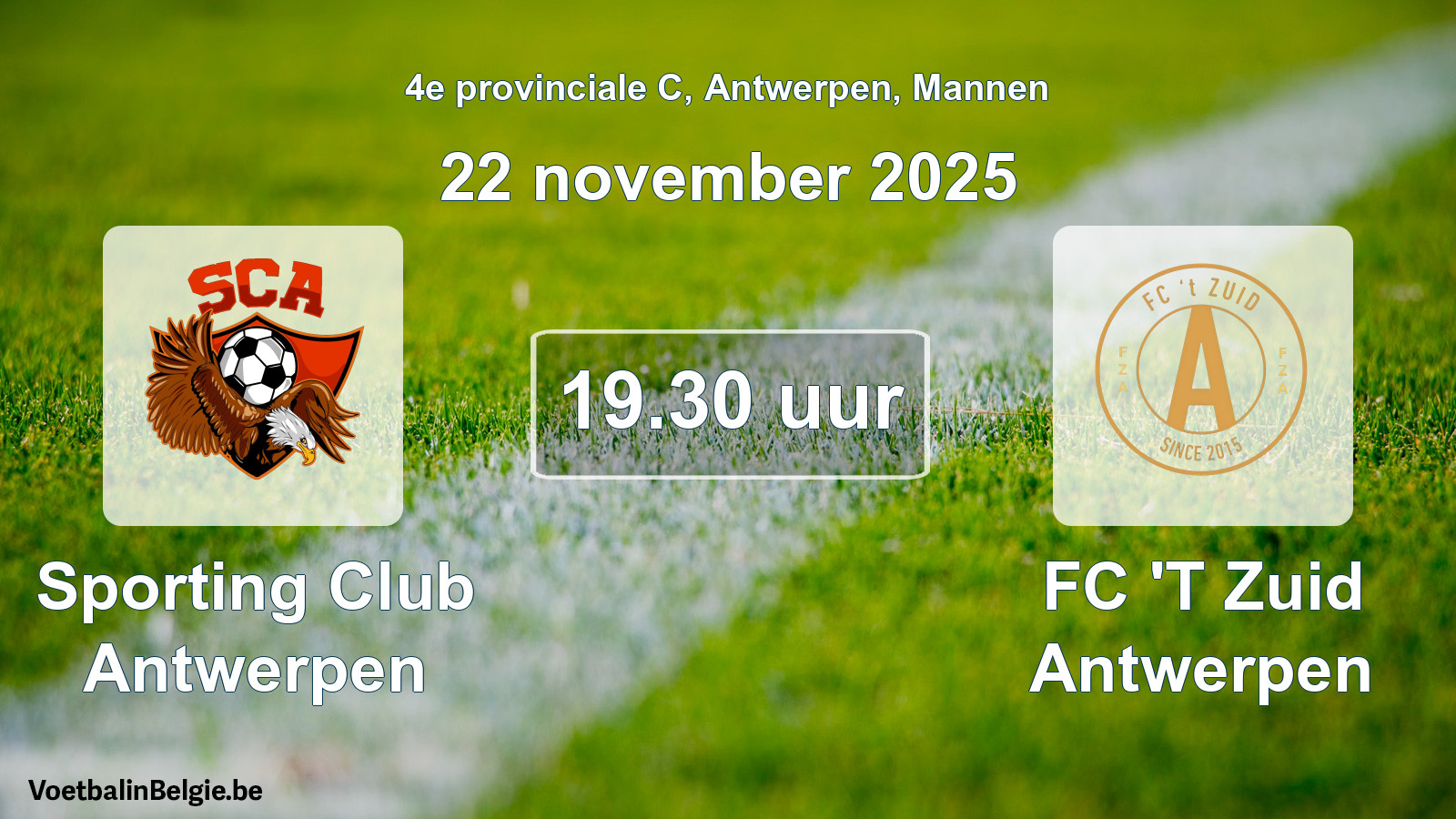 Scheduled match men football: Sporting Club Antwerpen - FC 'T Zuid Antwerpen (22 November 2025)
