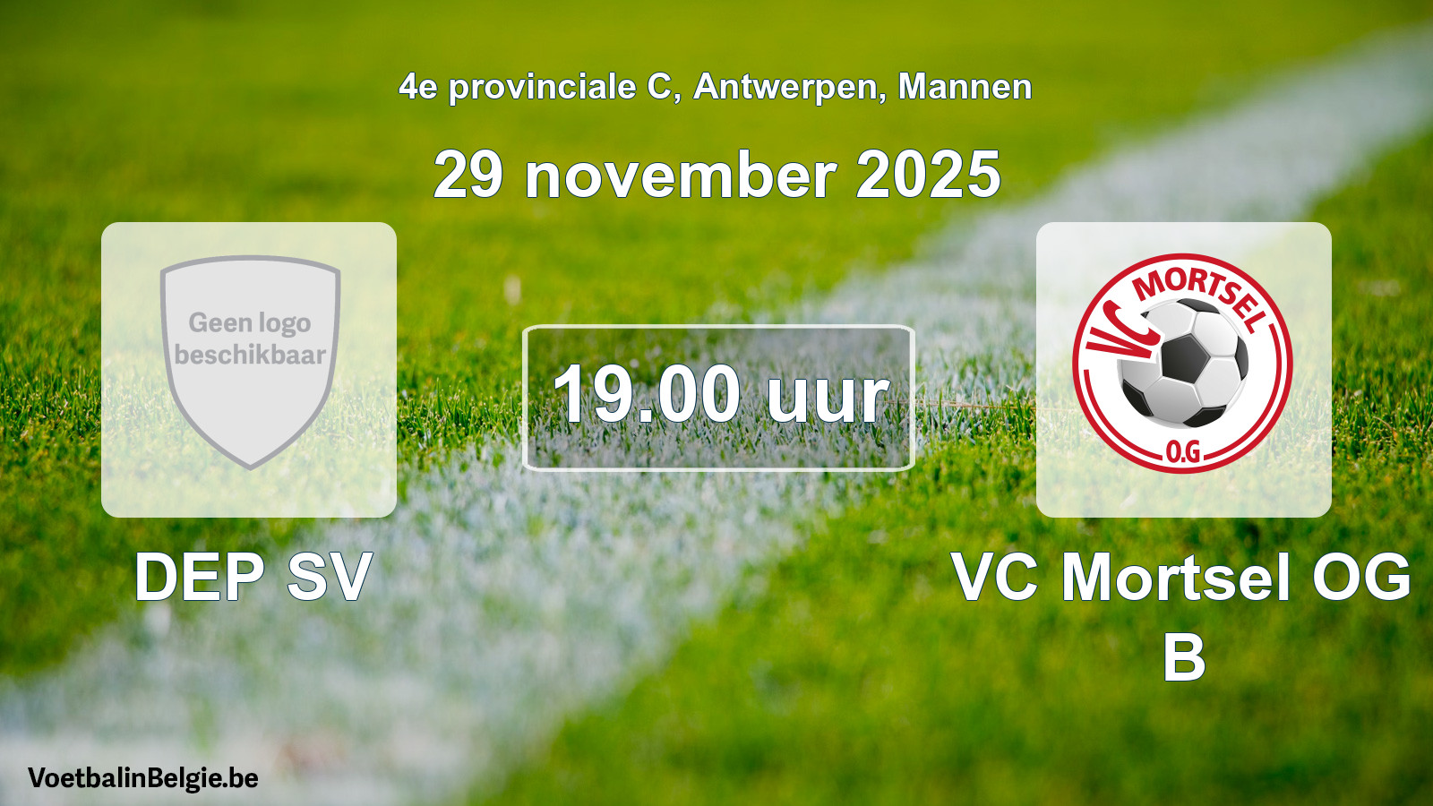 Geplande wedstrijd mannenvoetbal: DEP SV - VC Mortsel OG B (29 november 2025)