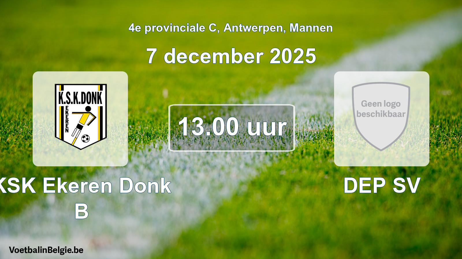 Scheduled match men football: KSK Ekeren Donk B - DEP SV (7 December 2025)