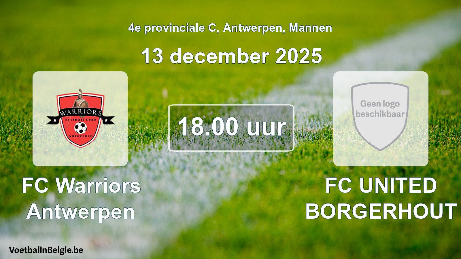 Scheduled match men football: FC Warriors Antwerpen - FC UNITED BORGERHOUT (13 December 2025)