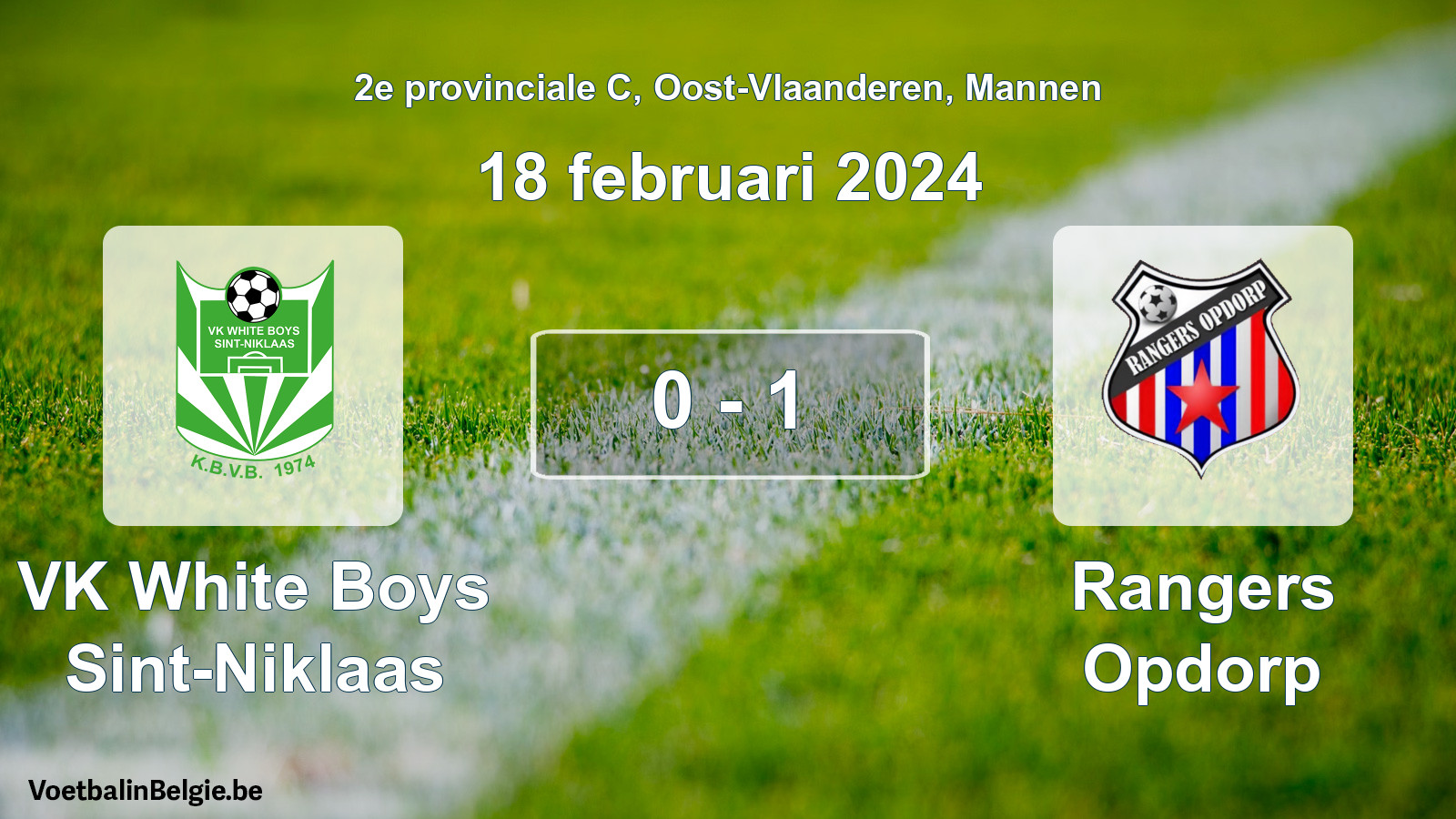 Gespeelde wedstrijd mannenvoetbal: VK White Boys Sint-Niklaas - Rangers Opdorp 0 - 1 (18 februari 2024)