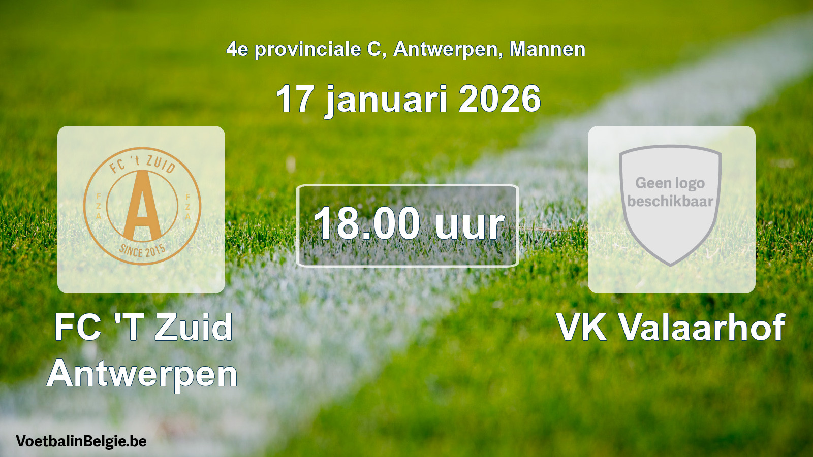 Scheduled match men football: FC 'T Zuid Antwerpen - VK Valaarhof (17 January 2026)