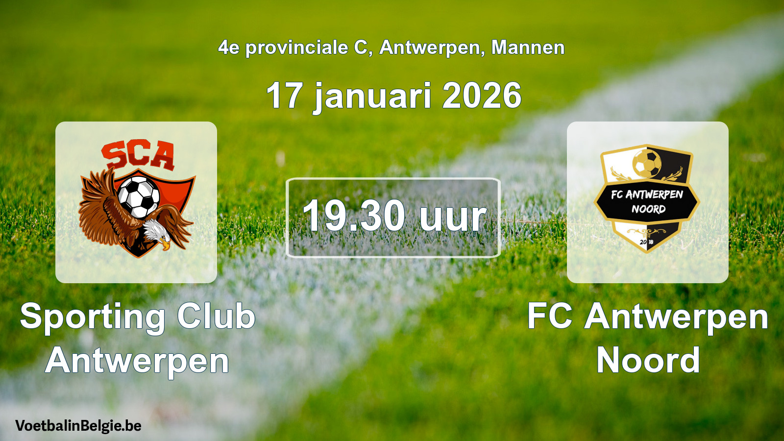 Scheduled match men football: Sporting Club Antwerpen - FC Antwerpen Noord (17 January 2026)