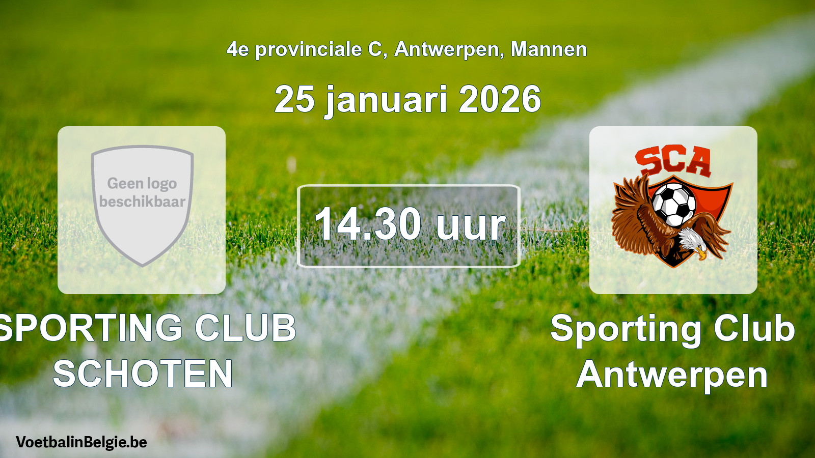 Scheduled match men football: SPORTING CLUB SCHOTEN - Sporting Club Antwerpen (25 January 2026)
