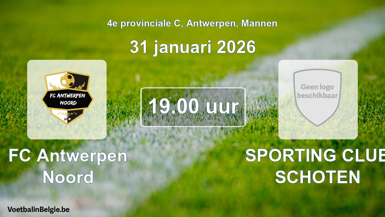 Scheduled match men football: FC Antwerpen Noord - SPORTING CLUB SCHOTEN (31 January 2026)