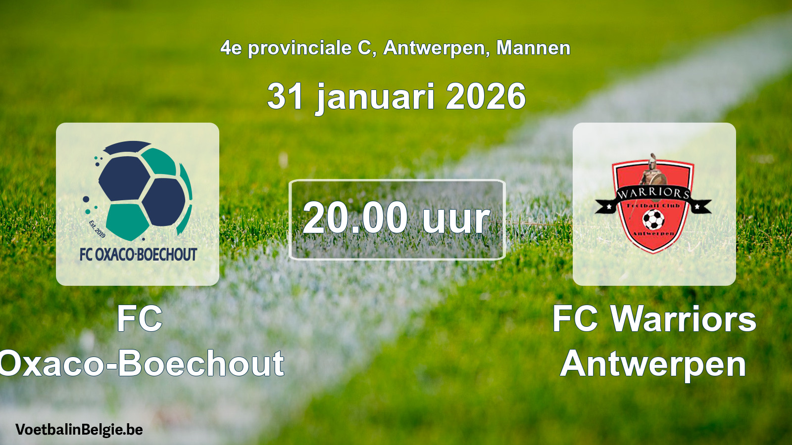 Scheduled match men football: FC Oxaco-Boechout - FC Warriors Antwerpen (31 January 2026)