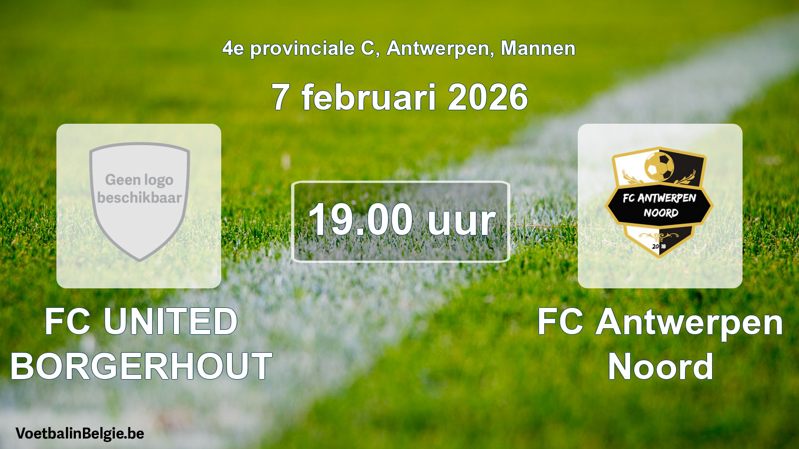 Scheduled match men football: FC UNITED BORGERHOUT - FC Antwerpen Noord (7 February 2026)