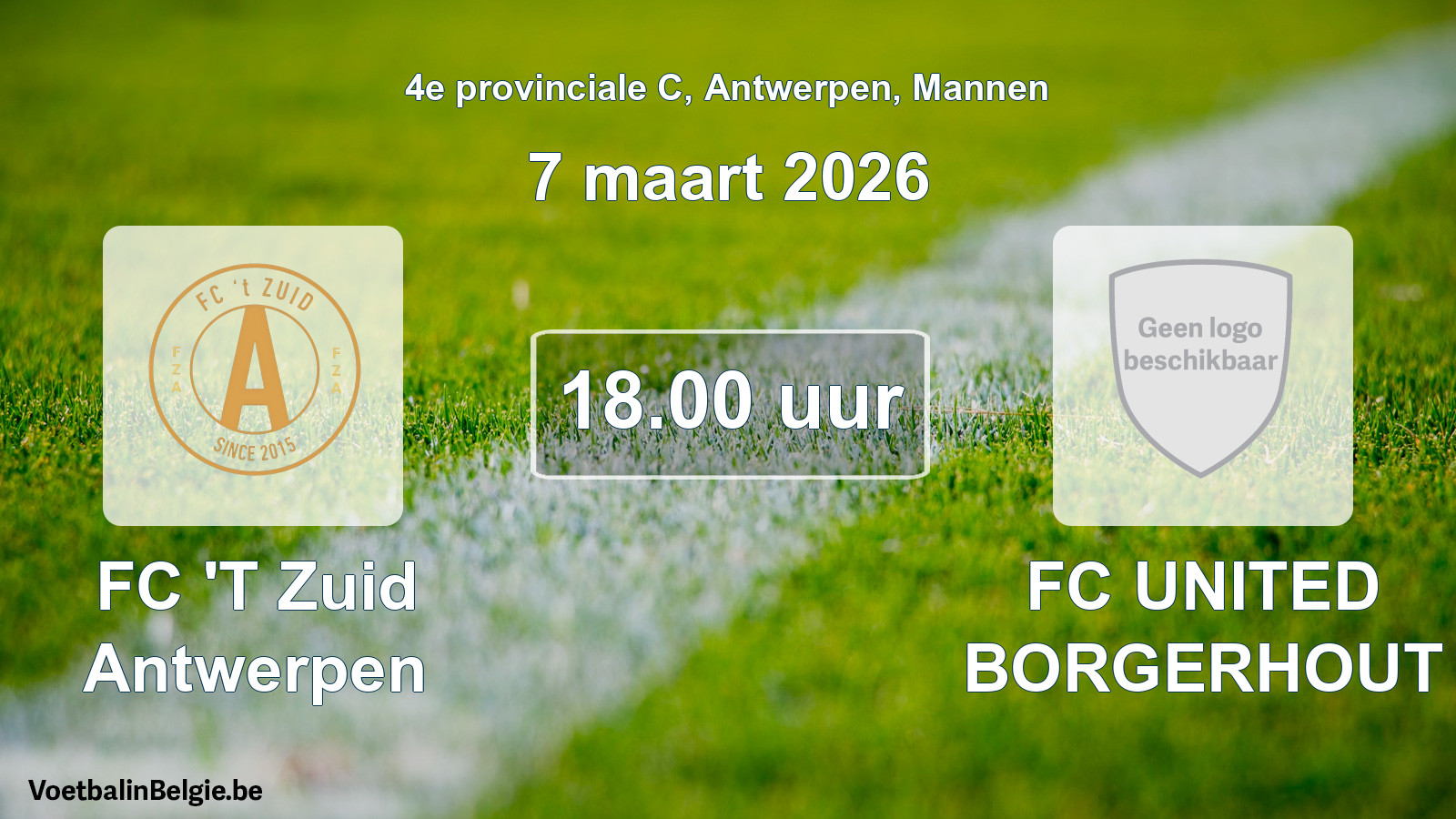 Scheduled match men football: FC 'T Zuid Antwerpen - FC UNITED BORGERHOUT (7 March 2026)