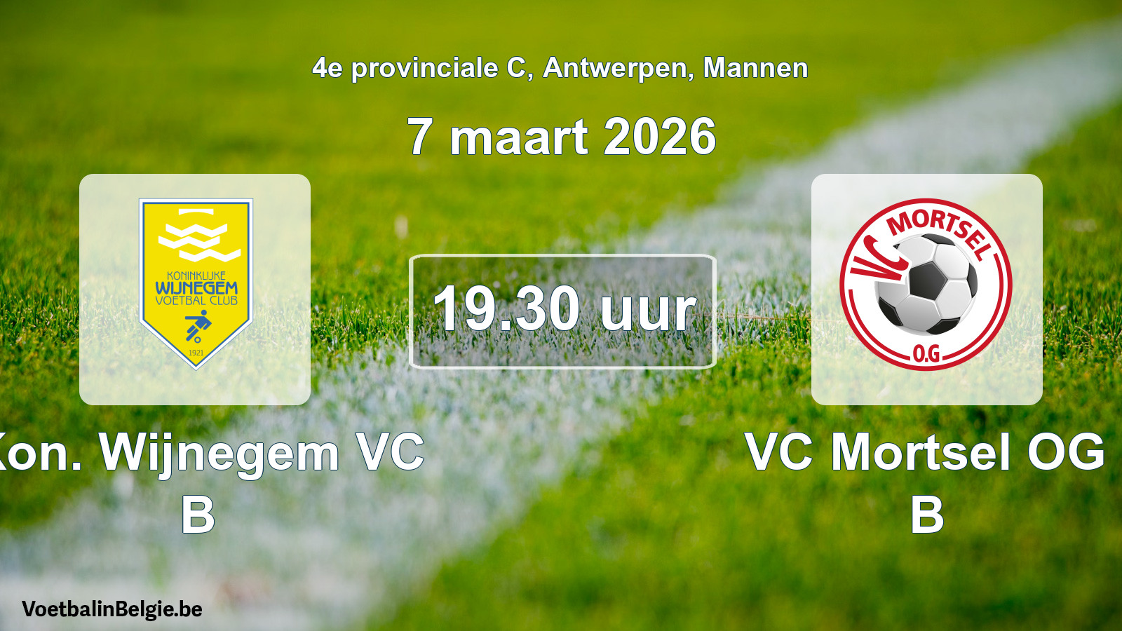 Scheduled match men football: Kon. Wijnegem VC B - VC Mortsel OG B (7 March 2026)