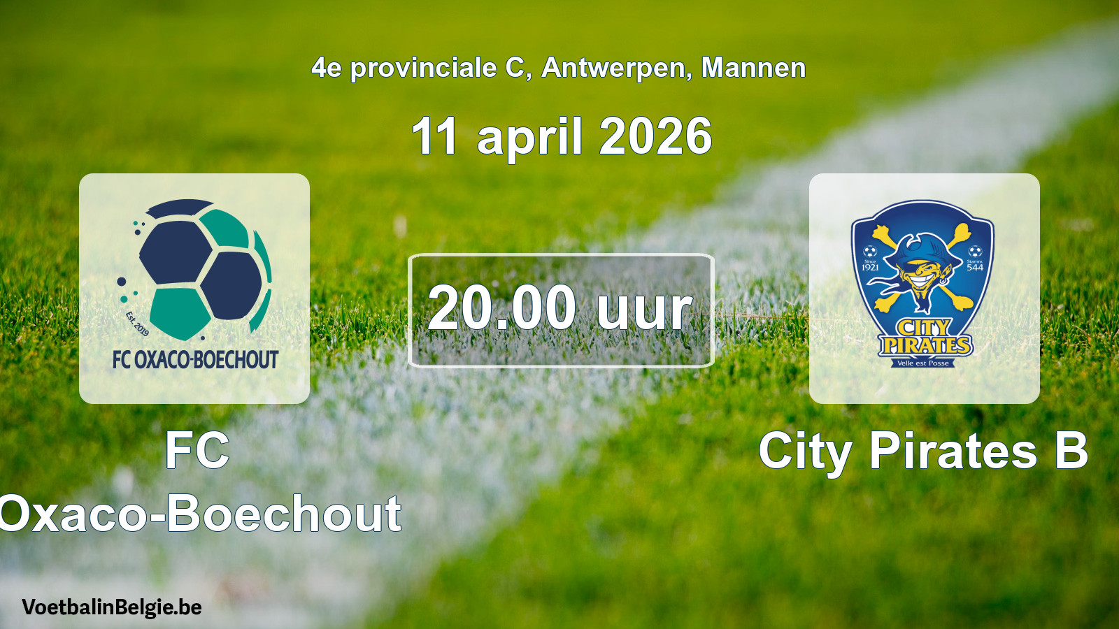 Scheduled match men football: FC Oxaco-Boechout - City Pirates B (11 April 2026)