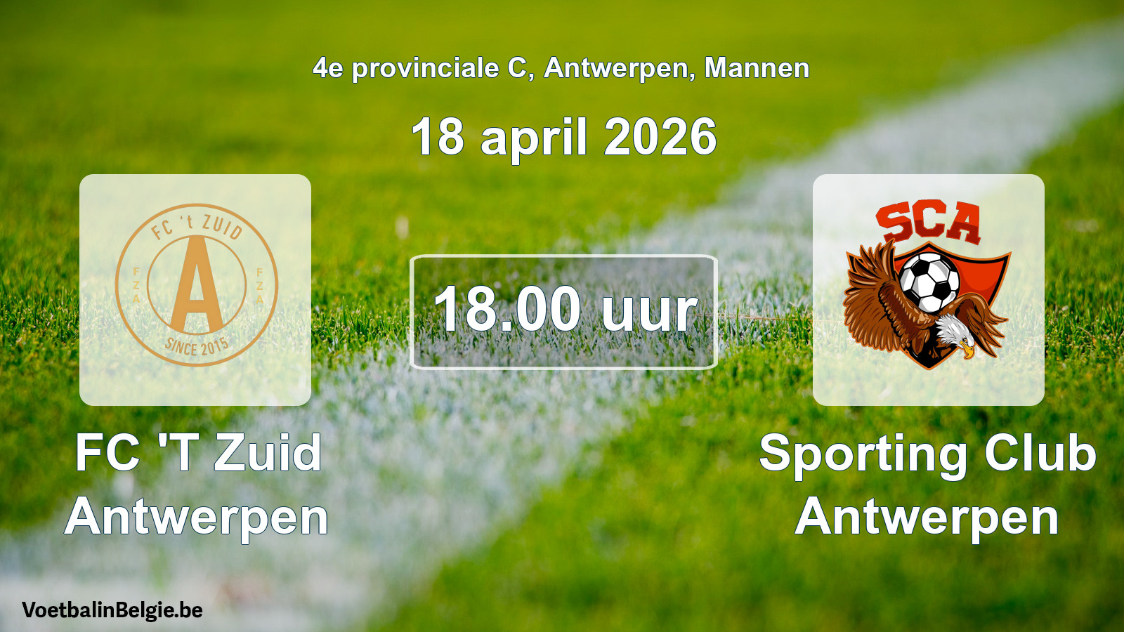 Scheduled match men football: FC 'T Zuid Antwerpen - Sporting Club Antwerpen (18 April 2026)