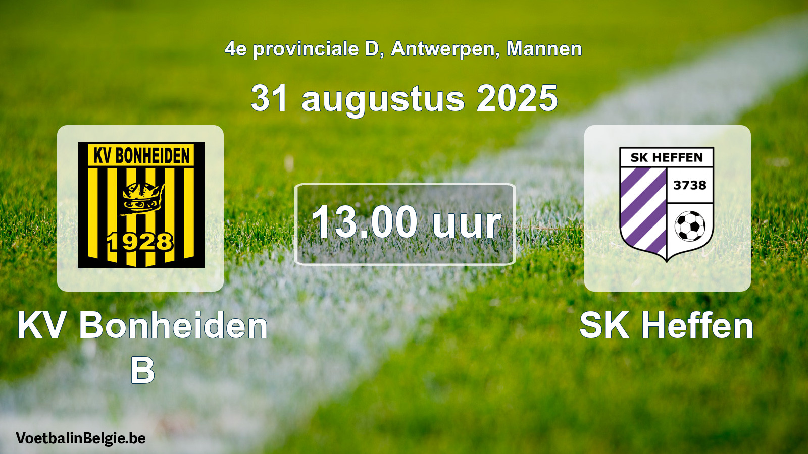 Geplantes Spiel männer-Fußball: KV Bonheiden B - SK Heffen (31 August 2025)