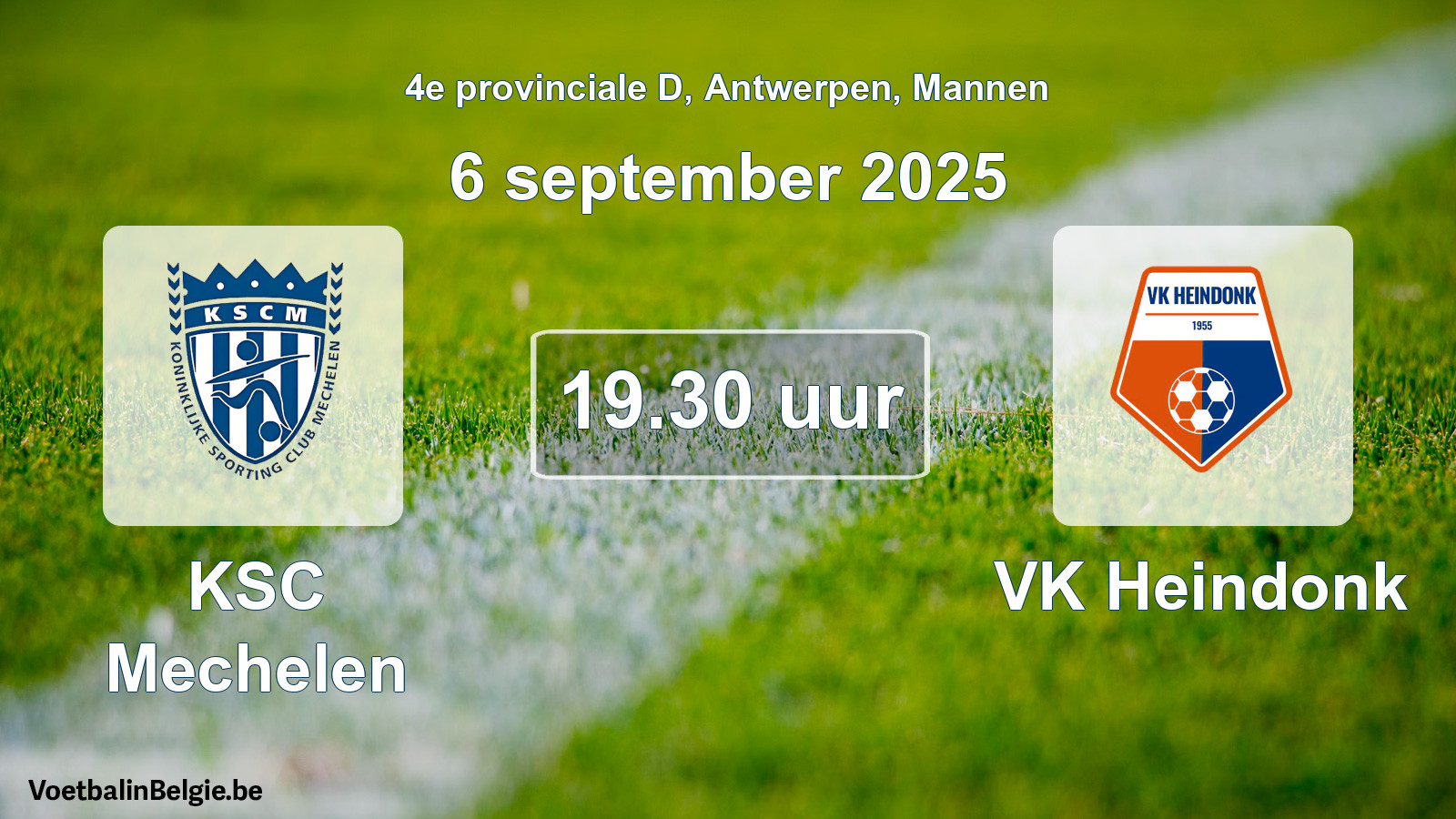 Scheduled match men football: KSC Mechelen - VK Heindonk (6 September 2025)