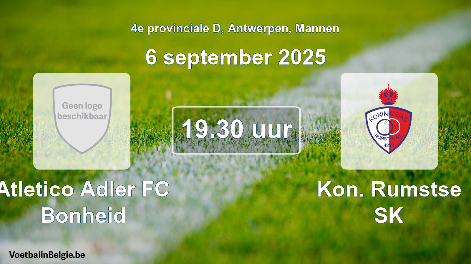 Scheduled match men football: Atletico Adler FC Bonheid - Kon. Rumstse SK (6 September 2025)