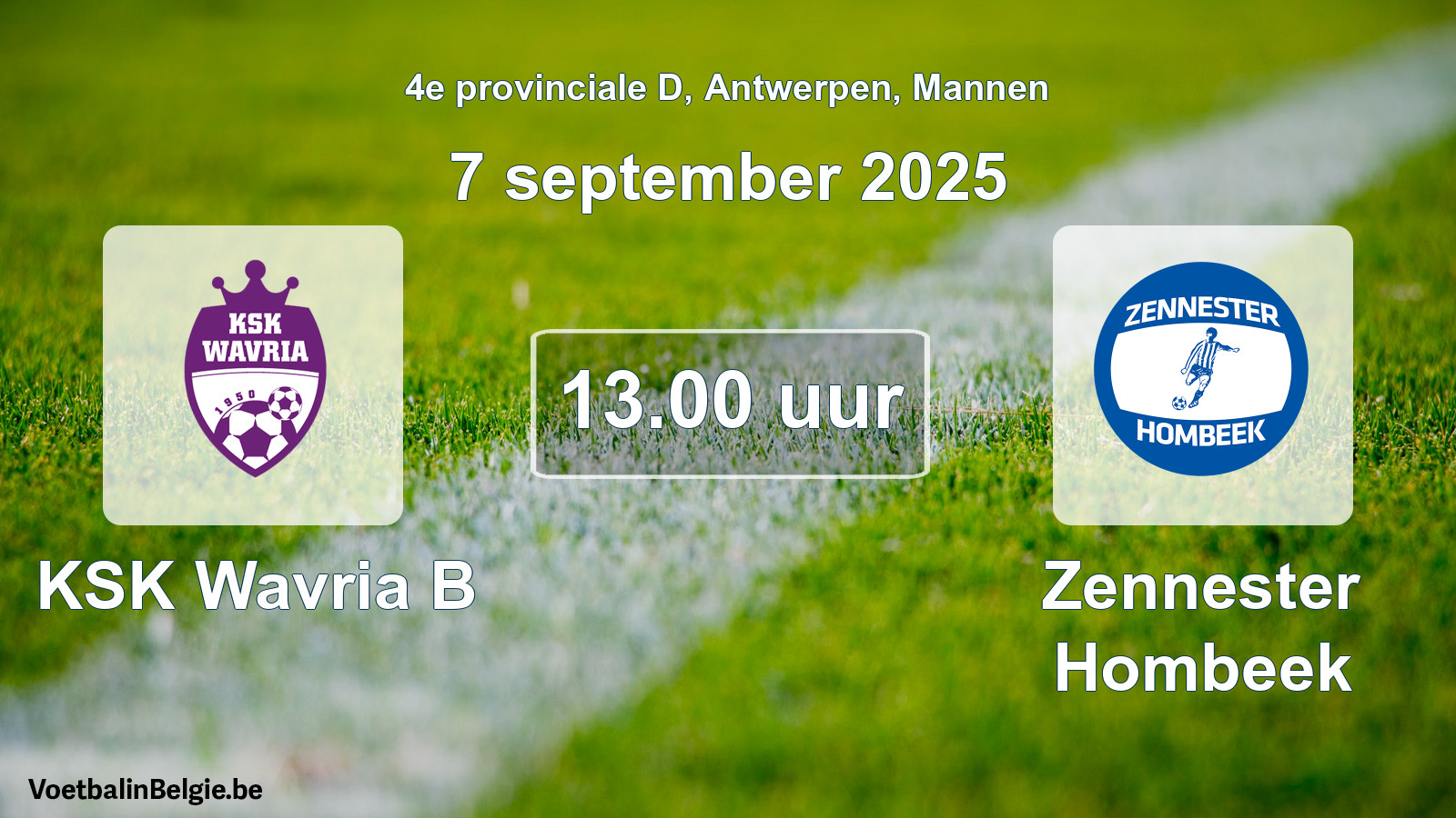 Scheduled match men football: KSK Wavria B - Zennester Hombeek (7 September 2025)