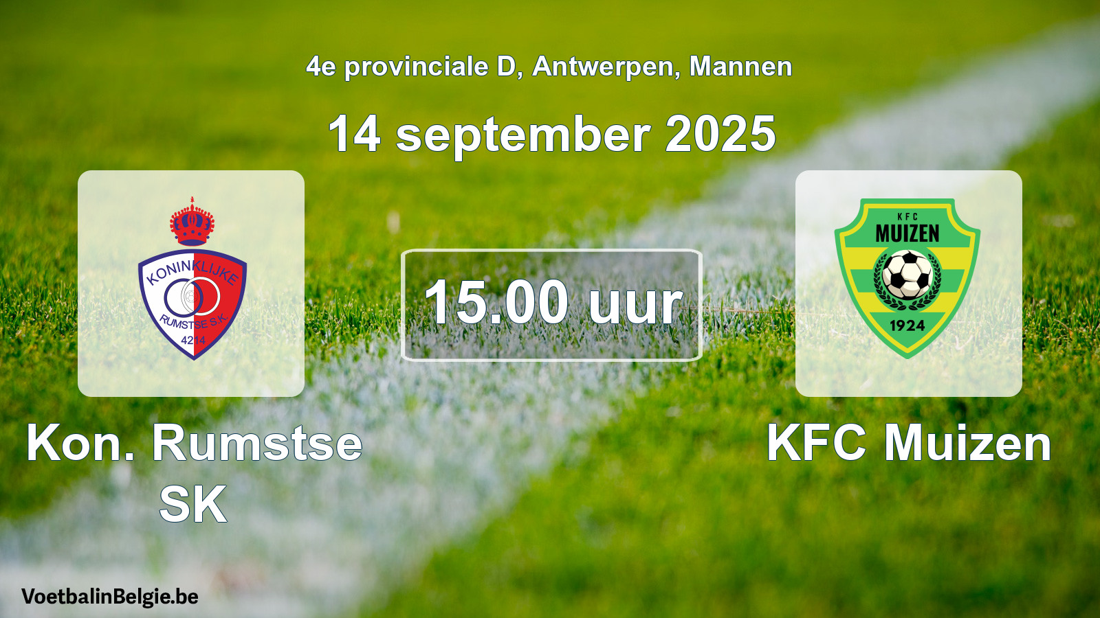 Scheduled match men football: Kon. Rumstse SK - KFC Muizen (14 September 2025)