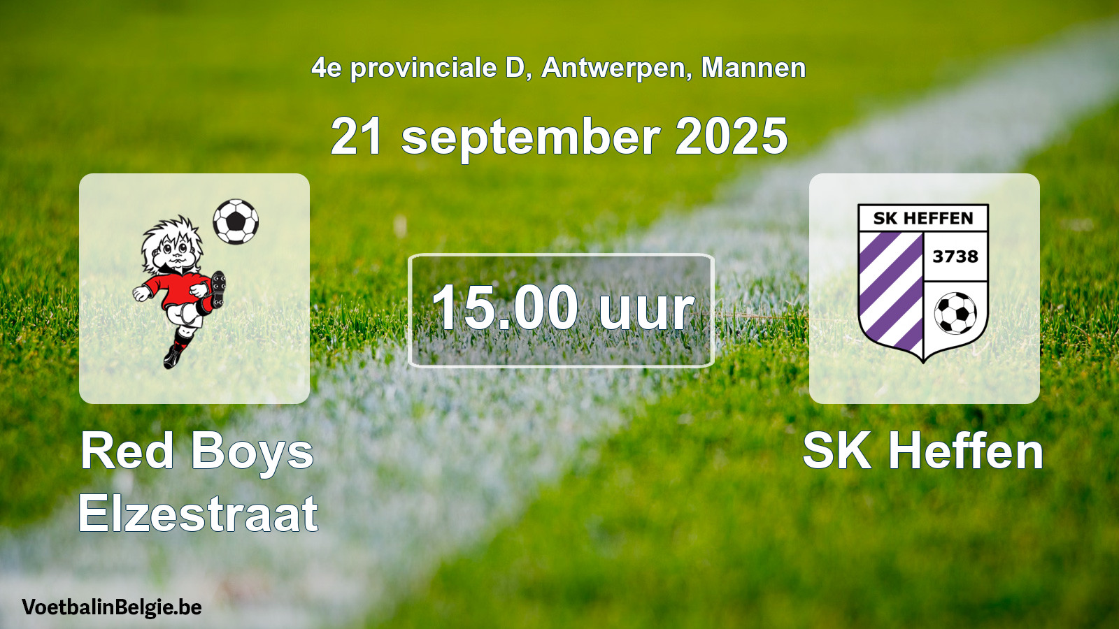Geplantes Spiel männer-Fußball: Red Boys Elzestraat - SK Heffen (21 September 2025)