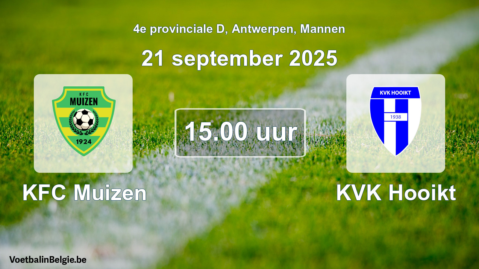 Scheduled match men football: KFC Muizen - KVK Hooikt (21 September 2025)