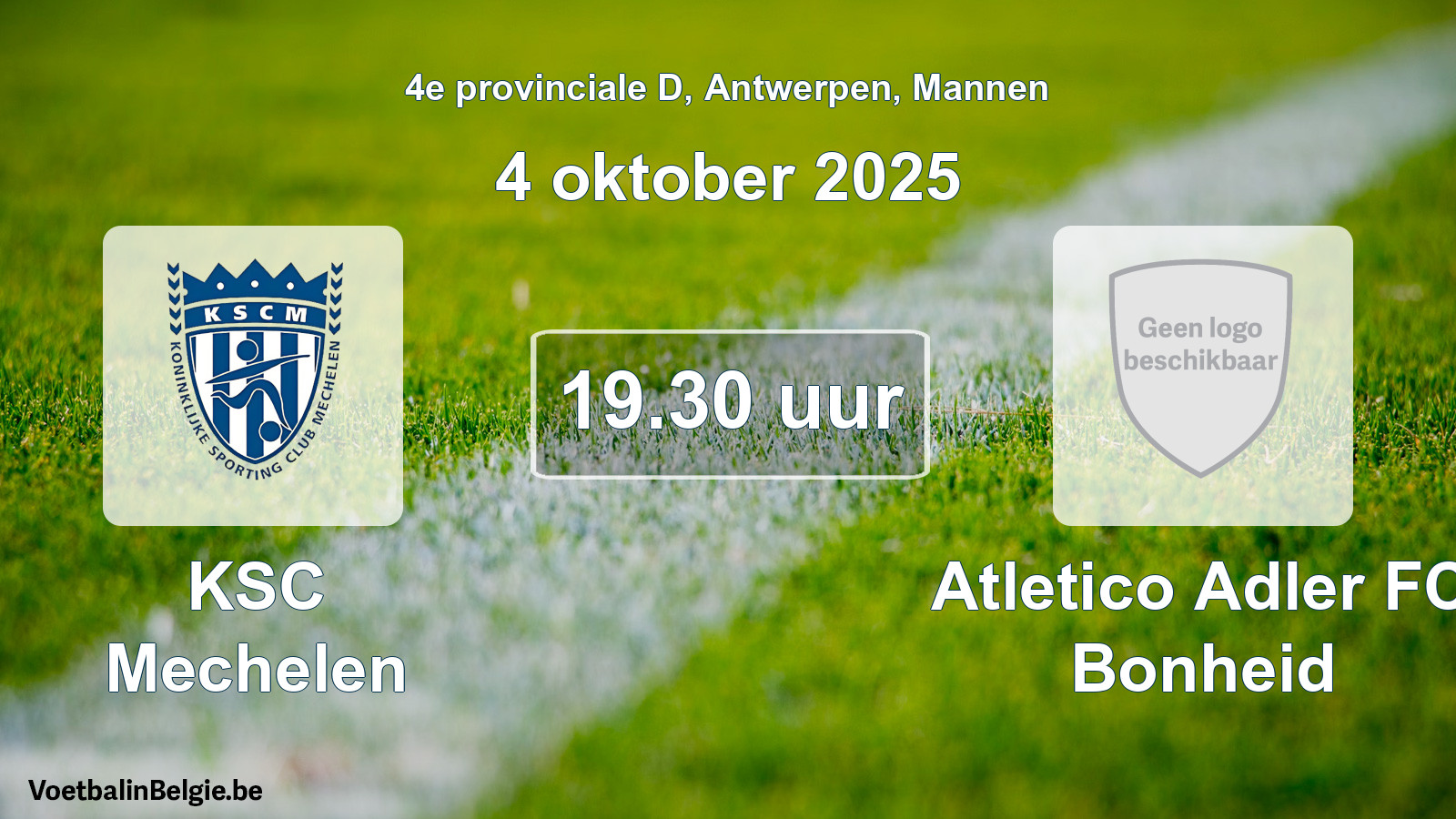 Scheduled match men football: KSC Mechelen - Atletico Adler FC Bonheid (4 October 2025)