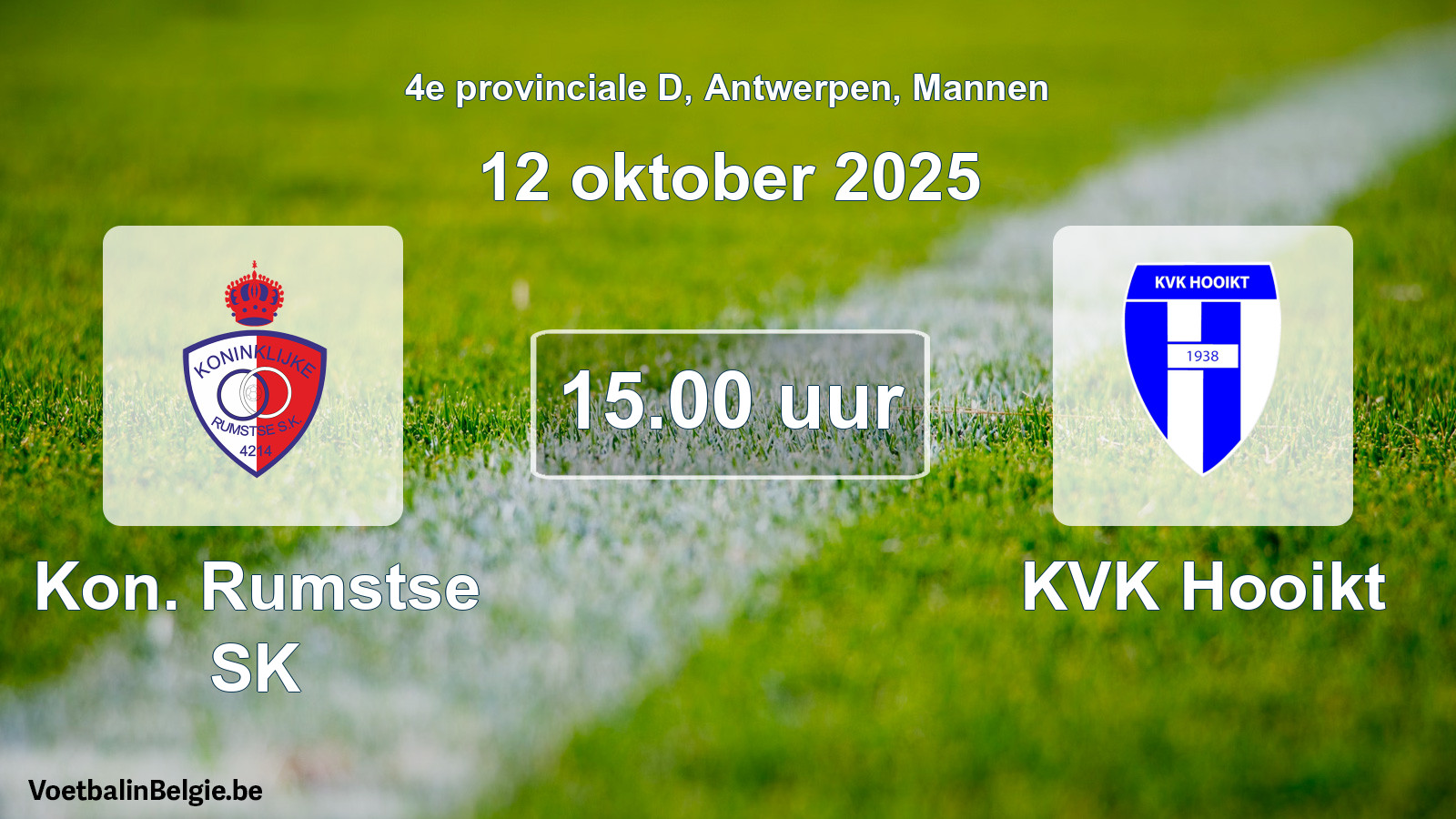 Scheduled match men football: Kon. Rumstse SK - KVK Hooikt (12 October 2025)