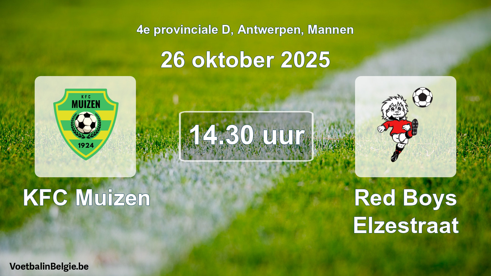 Scheduled match men football: KFC Muizen - Red Boys Elzestraat (26 October 2025)