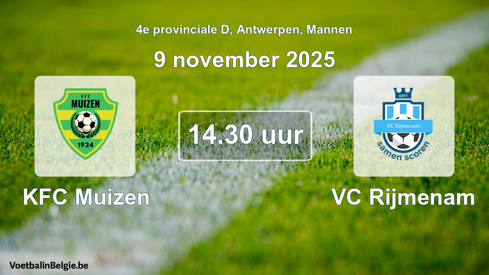Scheduled match men football: KFC Muizen - VC Rijmenam (9 November 2025)