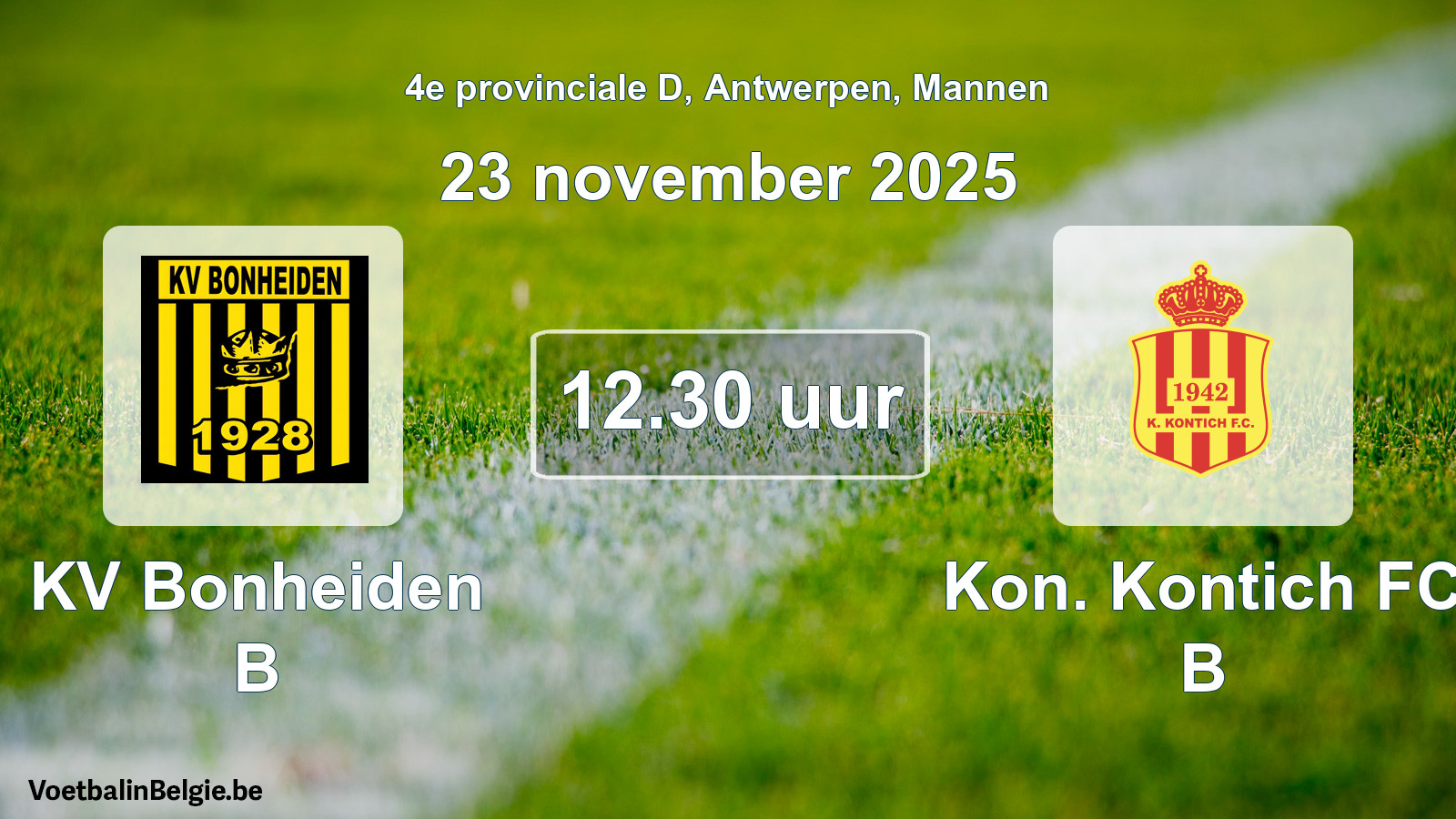Geplantes Spiel männer-Fußball: KV Bonheiden B - Kon. Kontich FC B (23 November 2025)