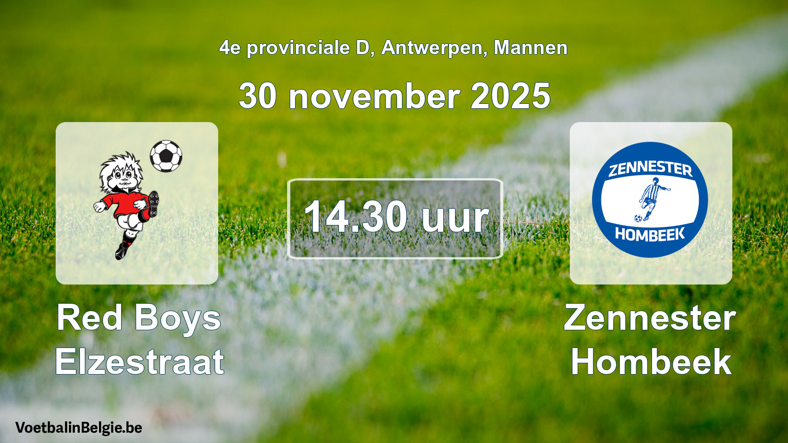 Scheduled match men football: Red Boys Elzestraat - Zennester Hombeek (30 November 2025)