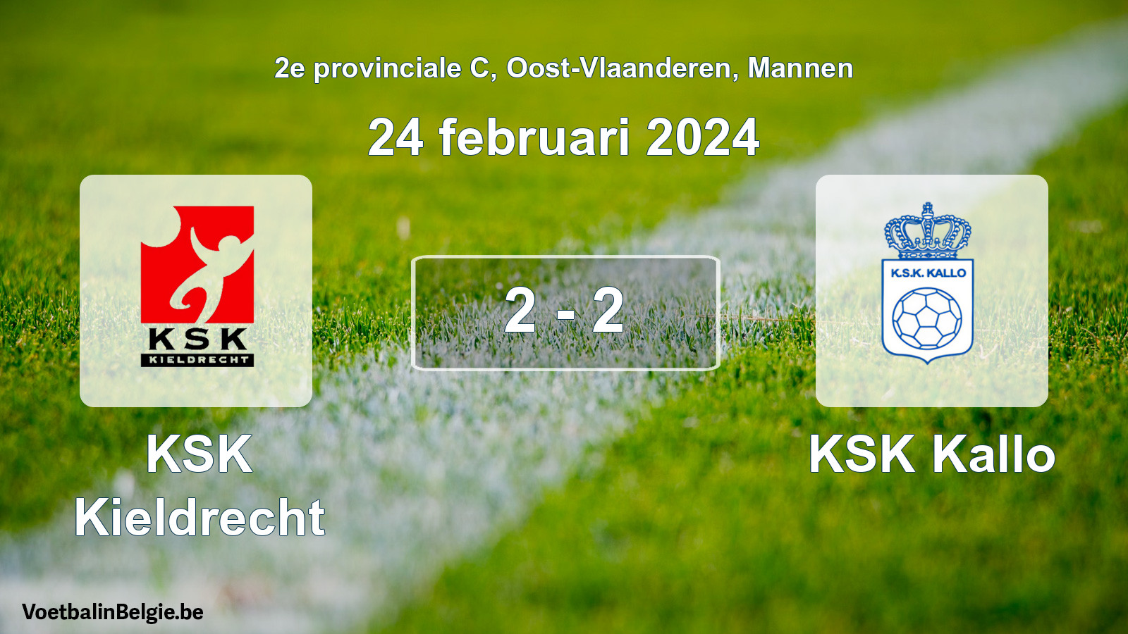 Gespeelde wedstrijd mannenvoetbal: KSK Kieldrecht - KSK Kallo 2 - 2 (24 februari 2024)